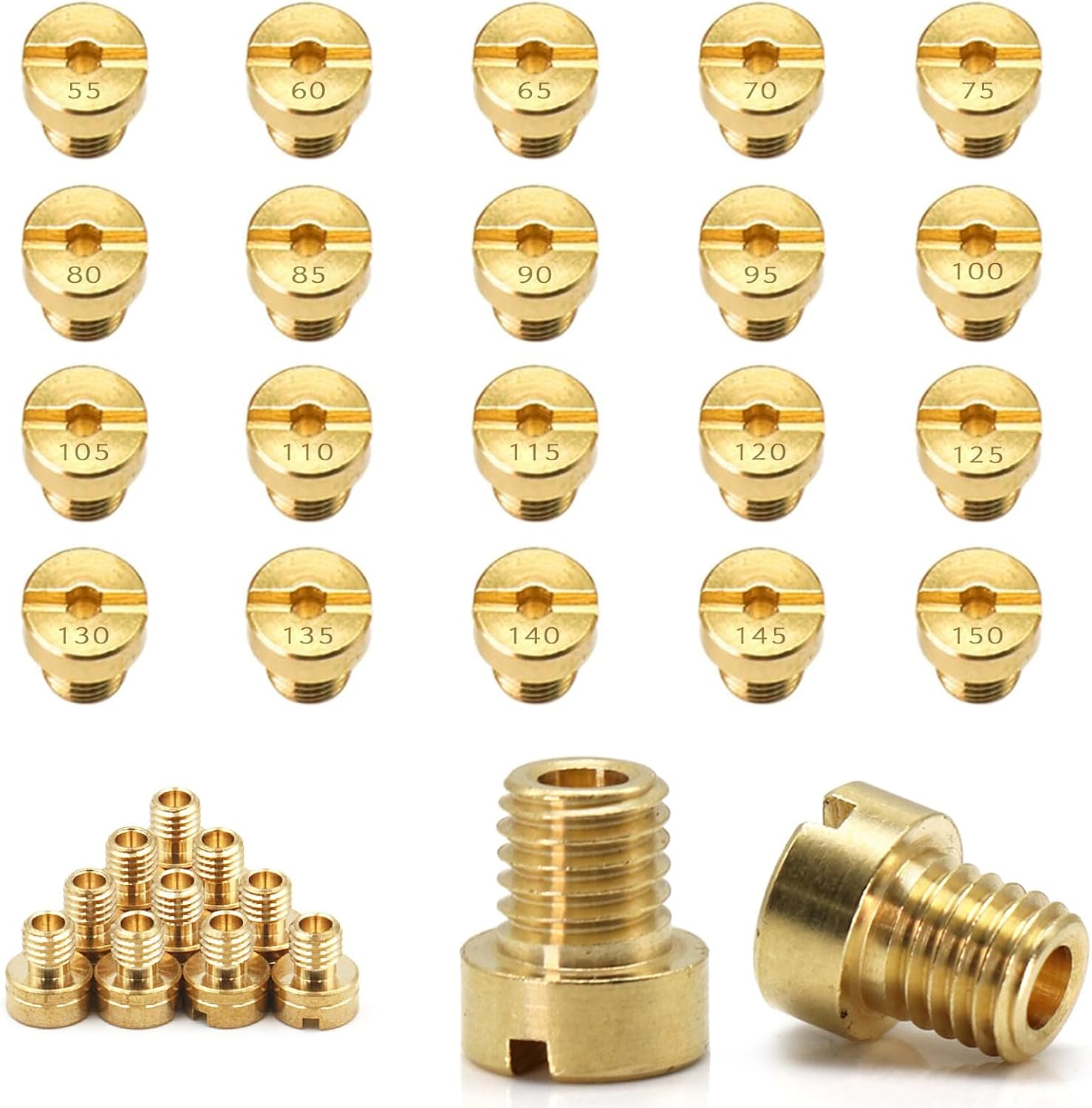 20 Gicleurs Principaux, Gicleur Principal M5, Tailles De Gicleurs De Carburateur 55, 60, 65, 70, 75, 80, 85, 90, 95, 100, 105, 110, 115, 120, 125, 130, 135, 140, 145, 150 Pour Carburateur Dellorto Phb