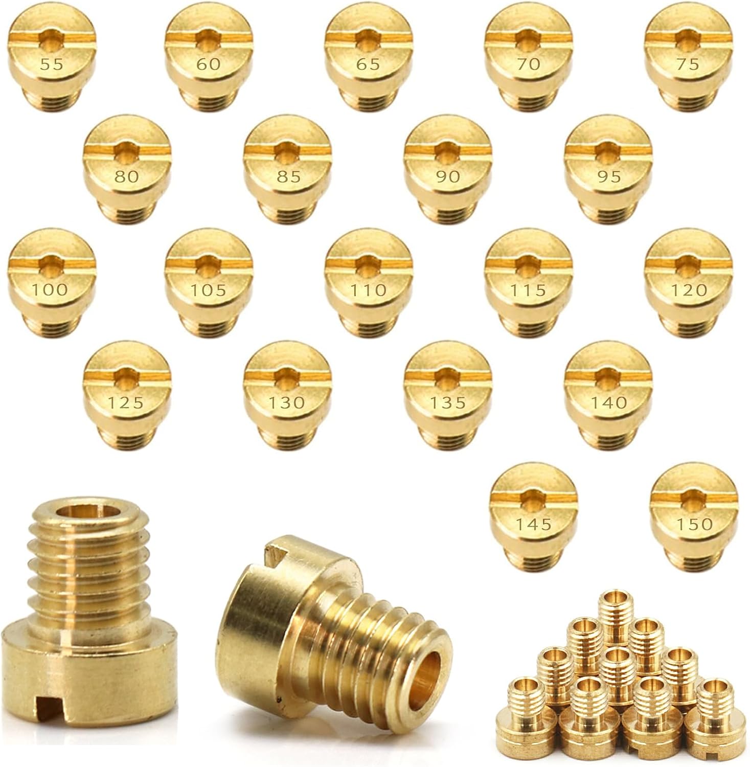 20 Gicleurs Principaux, Gicleurs De Carburateur, Tailles De Gicleurs De Carburateur 55, 60, 65, 70, 75, 80, 85, 90, 95, 100, 105, 110, 115, 120, 125, 130, 135, 140, 145, 150 (jaune, M6).