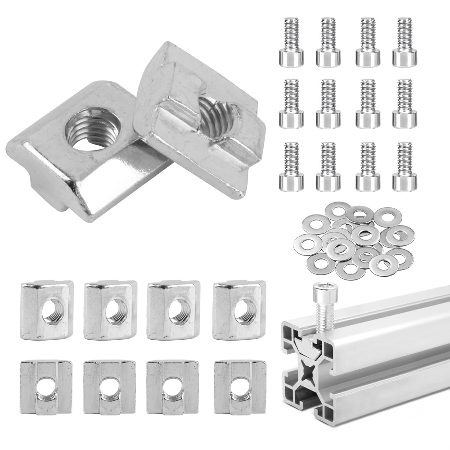15 Pièces De Boulons En T M8, Écrous Glissants, Vis En Aluminium À Tête De Marteau M8, Écrous Standard M8-40 Pour Profils En Aluminium De 40 Mm – Profil À Rainure Standard 40