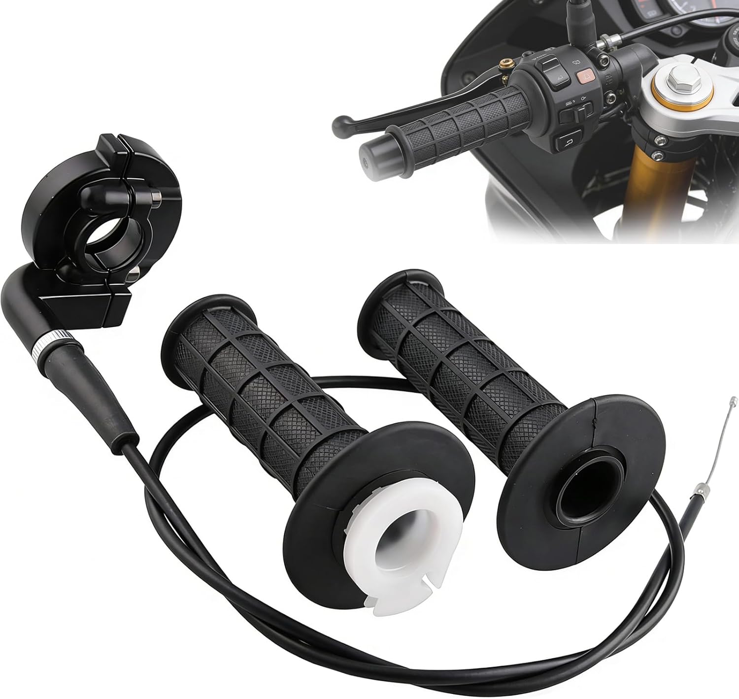Poignée D'Accélérateur Rotative Et Câble D'Accélérateur Pour Motos Avec Poignée De 7/8" (22 Mm) Pour Vtt/atc 50cc, 90cc, 110cc, 125cc, 140cc, 150cc, 200cc, 250cc, Mini-moto, Pocket Bike 4 Temps.