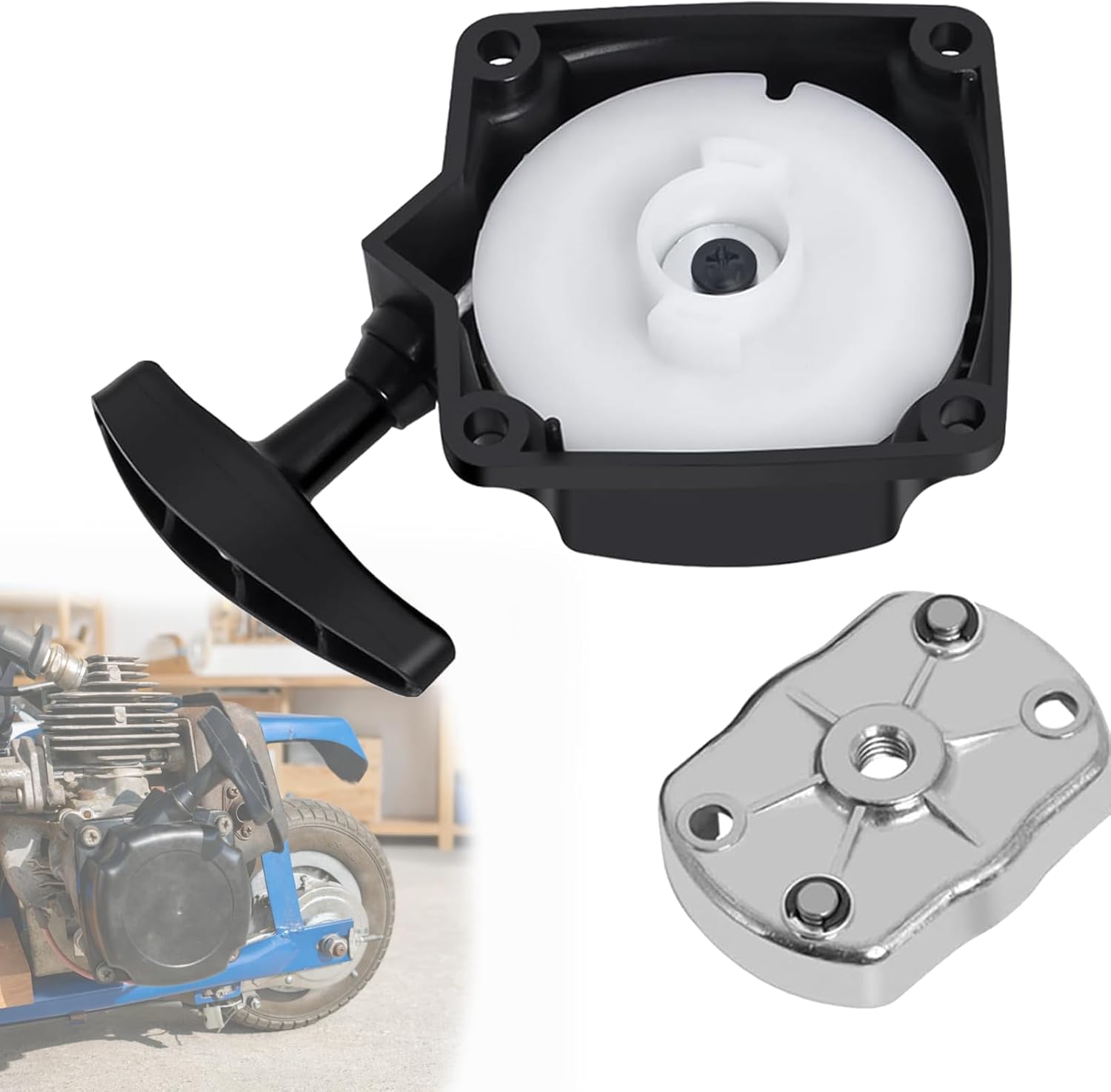Démarreur À Rappel Avec Griffes À Cliquet Pour Mini-motos, Scooters, Choppers Et Quads De 33cc, 43cc, 47cc, 49cc Et 50cc.
