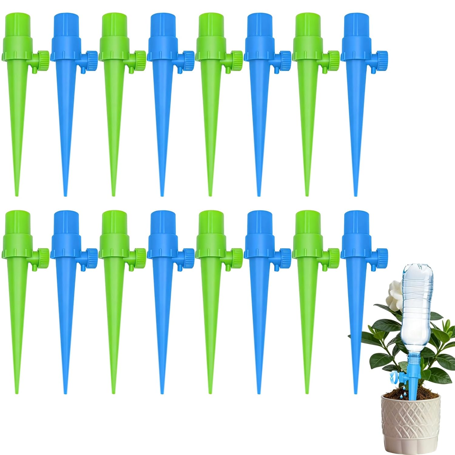 Ensemble D'Irrigation Goutte À Goutte De 32 Pièces, Système D'Irrigation Goutte À Goutte, Irrigation Des Plantes Pour L'Intérieur Et L'Extérieur En Vacances, Pour Plantes En Pot (16 Pièces)