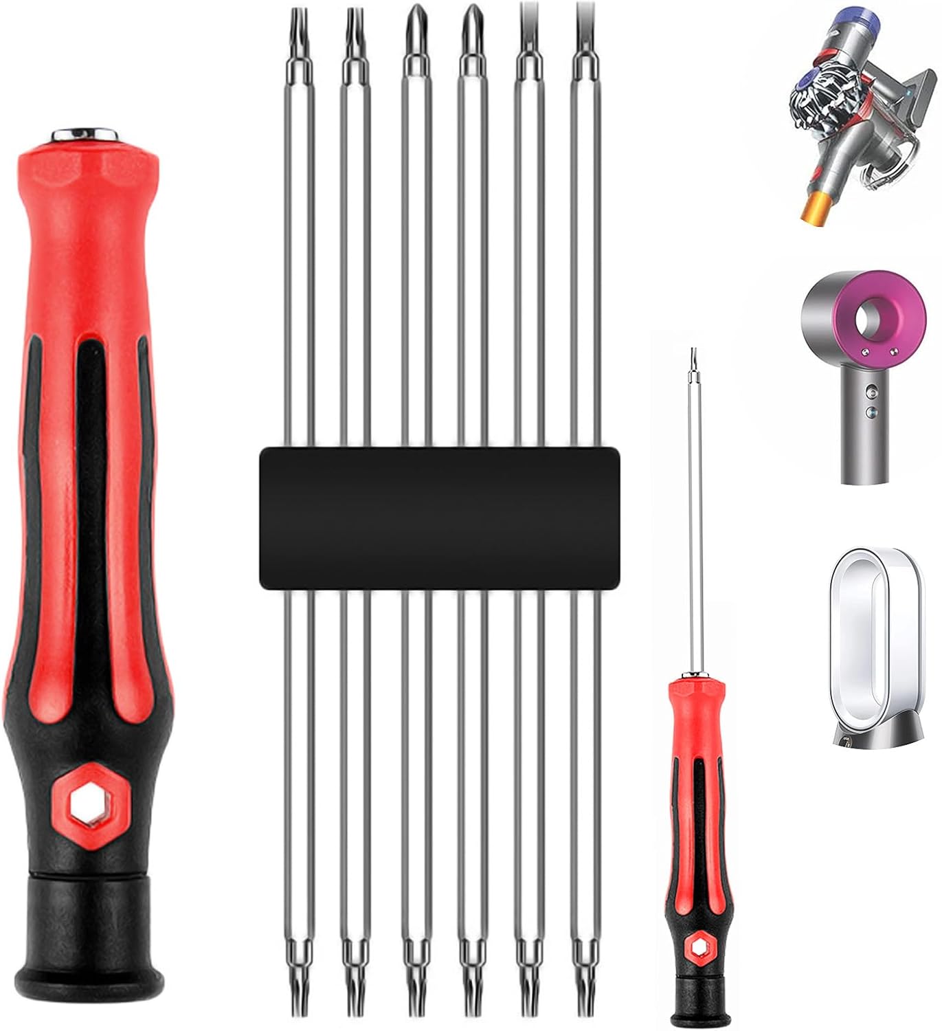 Kit De Tournevis 6 En 1 Pour Sèche-cheveux Dyson, Compatible Avec Les Aspirateurs Dyson V6, V7, V8, V10, V11, V15, Dc24, Dc40, Dc41 Et Dc50. Comprend Des Tournevis Phillips, Plats Et Torx Pour L'Entre