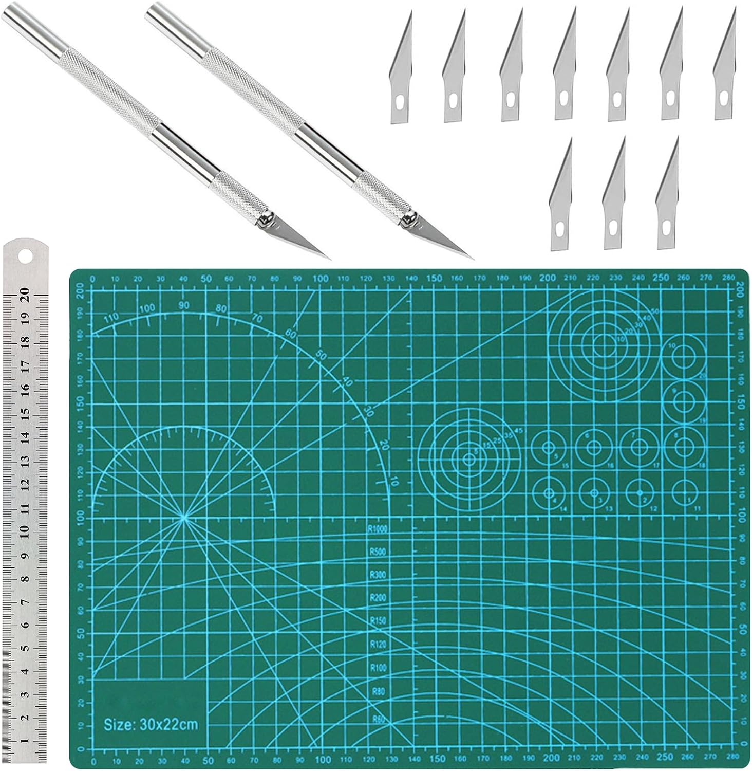 Set De Tapis De Découpe De 14 Pièces, Tapis De Découpe Double Face, Tapis De Découpe Auto-réparant Avec Lames De Couteau Diy, Règle En Acier, Tapis De Découpe Pour Travaux Manuels (a4)