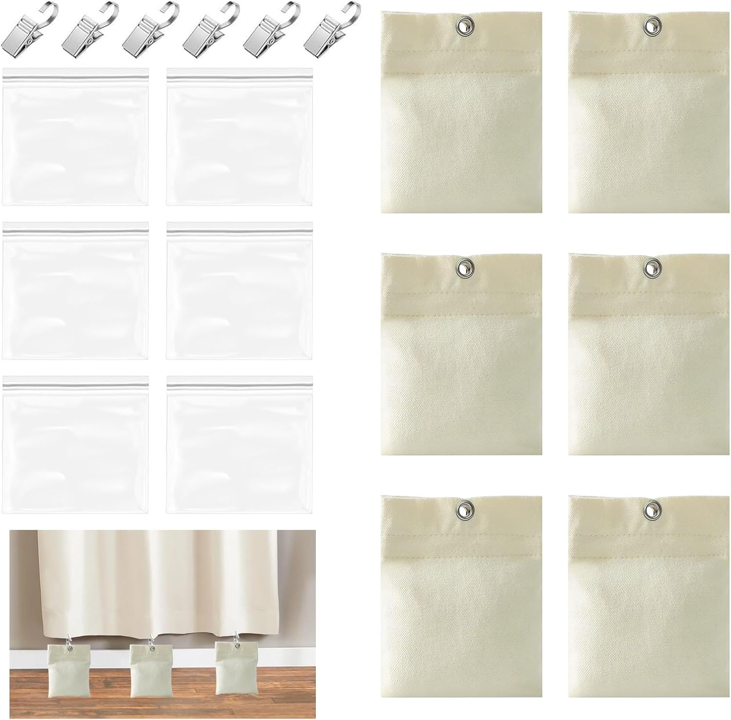 Ensemble De 6 Sacs De Sable Lestés, Sacs De Sable Haute Performance, Sacs Lestés Pour Pergolas, Sacs Lestés Portables Avec 6 Mousquetons Et 6 Clips, Pour Rideaux, Nappes, Pavillons, Abris De Jardin