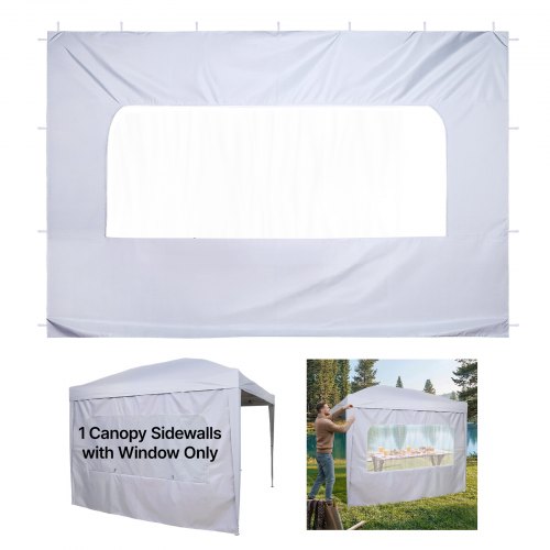 1x Seitenwand Für Pavillon, Seitenteil Für 3 X 3 M Faltpavillon, Wasserfeste Seitenplane Mit Sonnenschutz Pu-beschichtung, Inklusive Reißverschluss & Fenster Für Outdoor-events Marktstände, Weiß