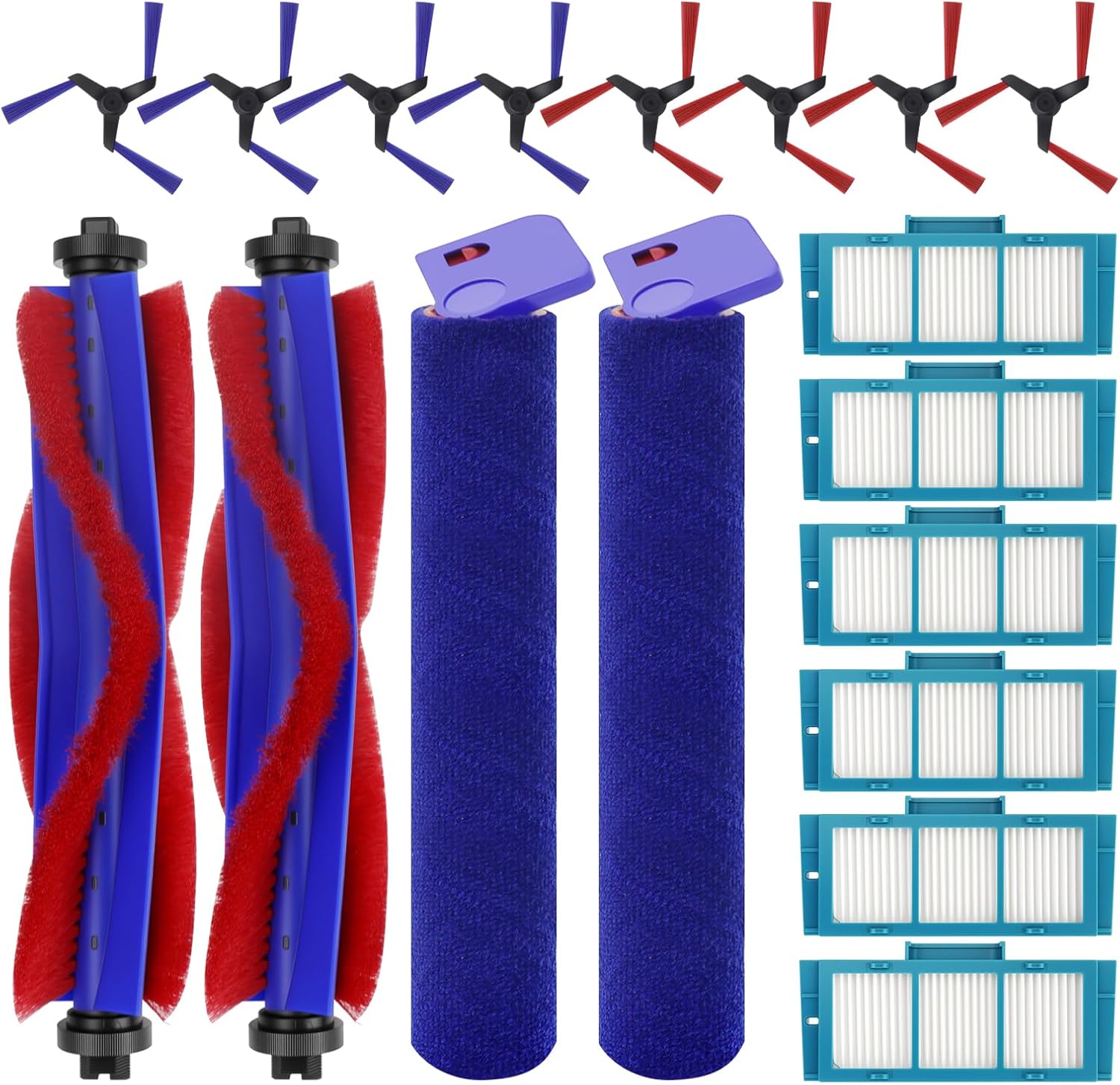 Kit De 18 Pièces De Rechange Pour L'Aspirateur Robot Dyson Spot+ Scrub Ai : 2 Brosses Principales, 2 Brosses Rotatives, 8 Brosses Latérales, 6 Filtres Hepa