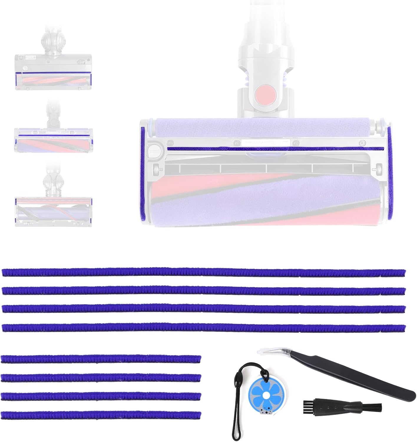 Lot De 8 Bandes De Peluche Douce Pour Aspirateurs Dyson V6 V7 V8 V10 V11 V12 V15 Dc58 Dc59 Dc62 Dc72 Dc74, Accessoires De Rechange Souples, 4 Longues (23 Cm), 4 Courtes (11,5 Cm)