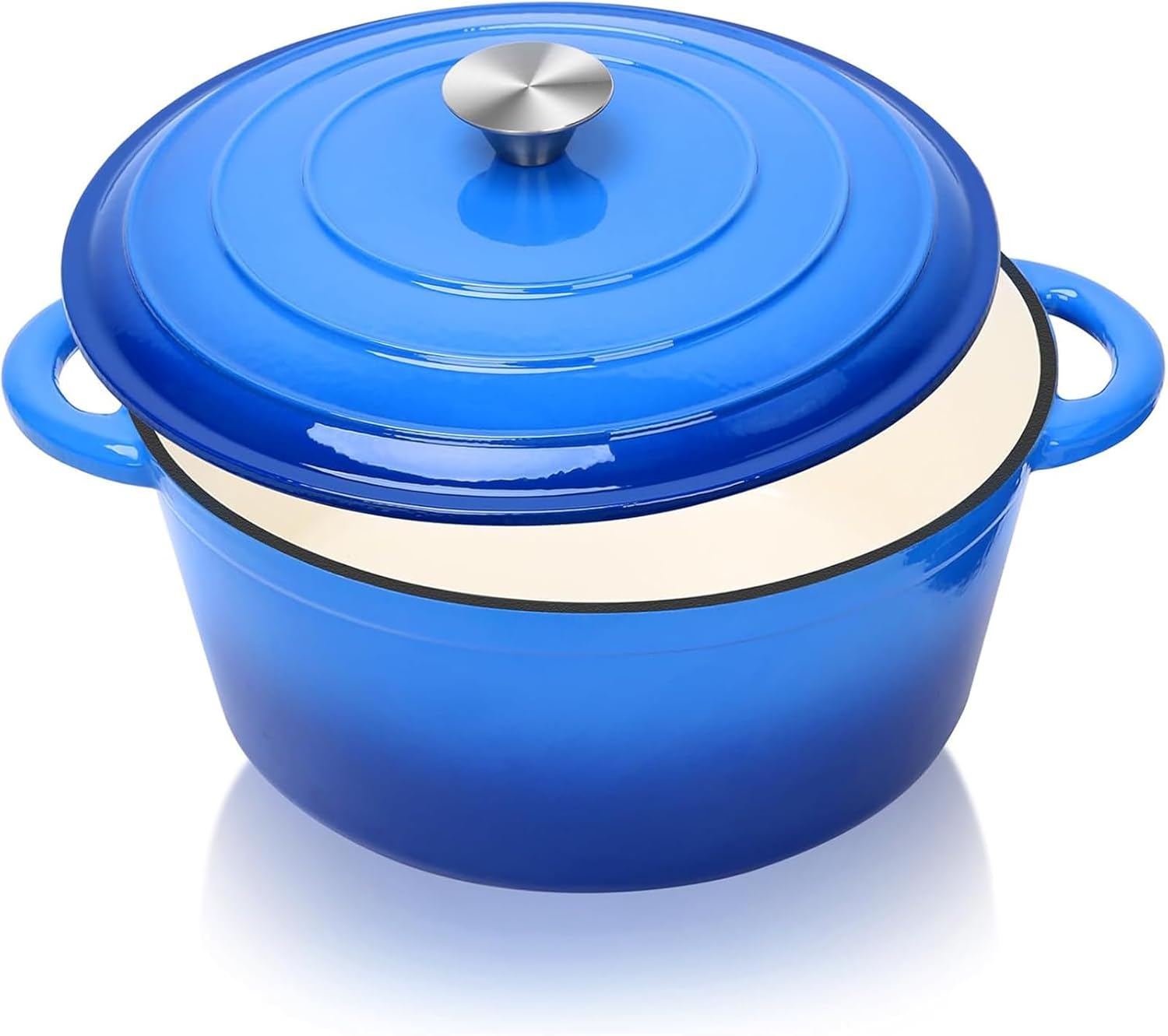 Cocotte En Fonte Émaillée, Diamètre : 28 Cm, Avec Couvercle, Pour Usage Domestique Et De Cuisine, Compatible Avec Tous Types De Plaques De Cuisson, Y Compris L’induction, Idéale Pour La Cuisson, La Pâ