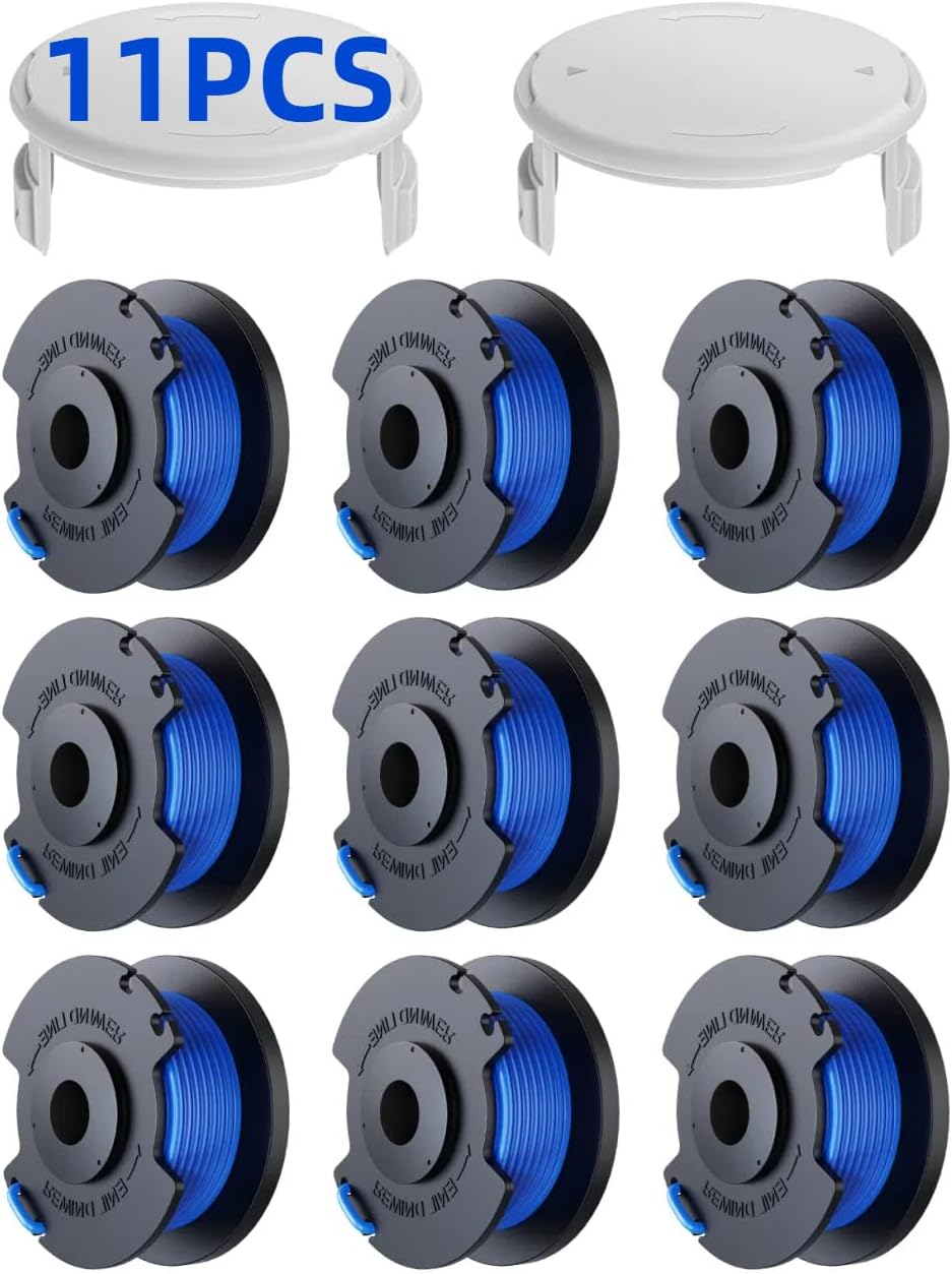 Pack De 11 Bobines De Fil De Coupe De Rechange Pour Les Taille-haies Ryobi One+ Ac14rl3a 18v 24v 40v, Diamètre De La Bobine 1,6 Mm, Longueur 30,17 M (9 Bobines De Fil De Coupe, 2 Capuchons)