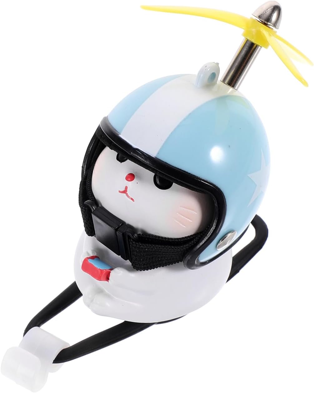 Klaxon De Vélo En Forme De Chat, En Résine, Avec Un Casque Bleu À Ventilateur – Décoration Mignonne Pour Voitures, Motos Et Vélos – Ornement Chaton Léger Et Résistant