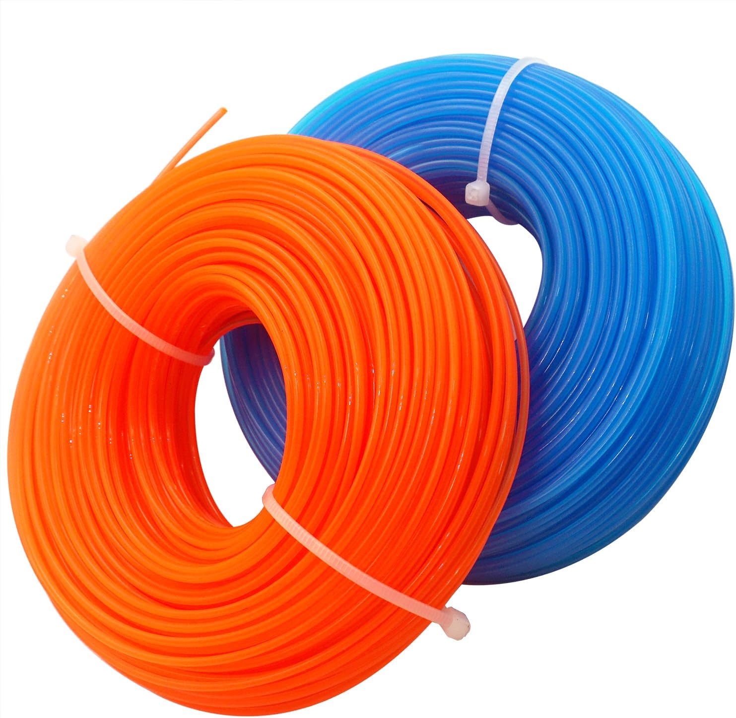Fil De Coupe, Fil De Coupe En Nylon Pour Débroussailleuses, Fil De Rechange En Nylon Pour Débroussailleuses D'Une Longueur De 100 M, Diamètre 1,6 Mm, (bleu 50 M + Orange 50 M)