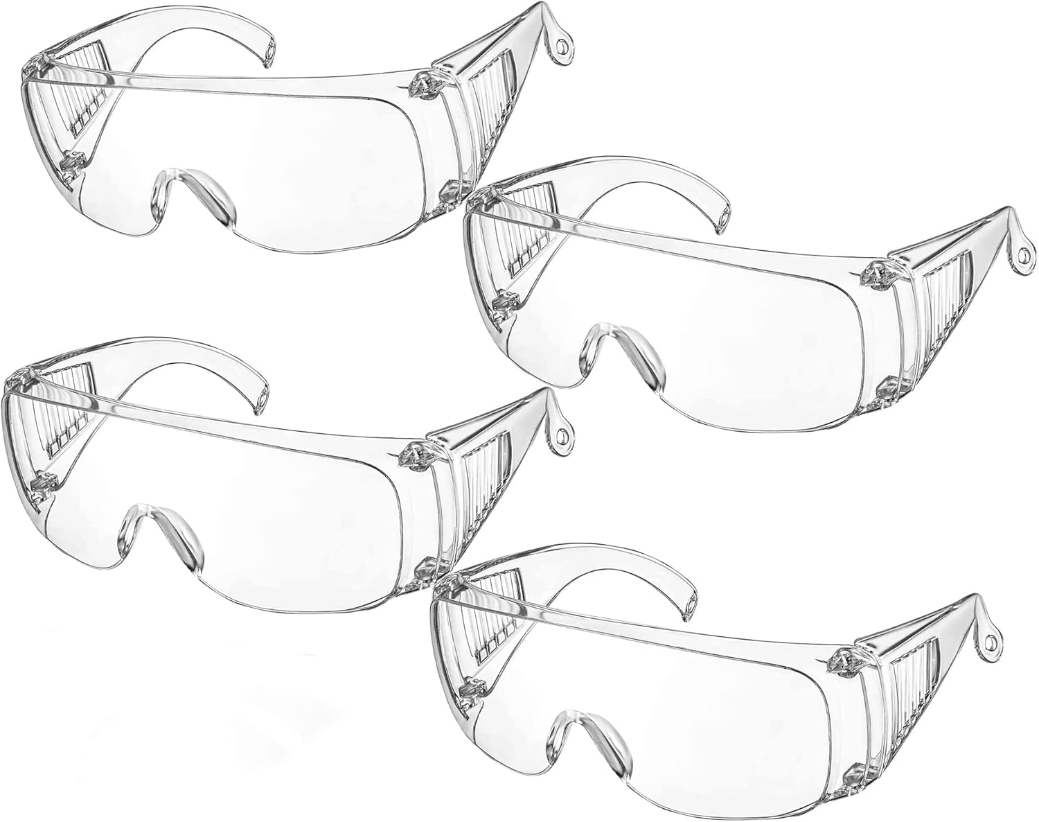 Lunettes De Protection, Ensemble De 4, Anti-buée, Monture Bleue, Lunettes De Protection Uv Pour Enfants Et Adultes Avec Des Verres En Polycarbonate Plus Épais Pour Les Activités De Plein Air