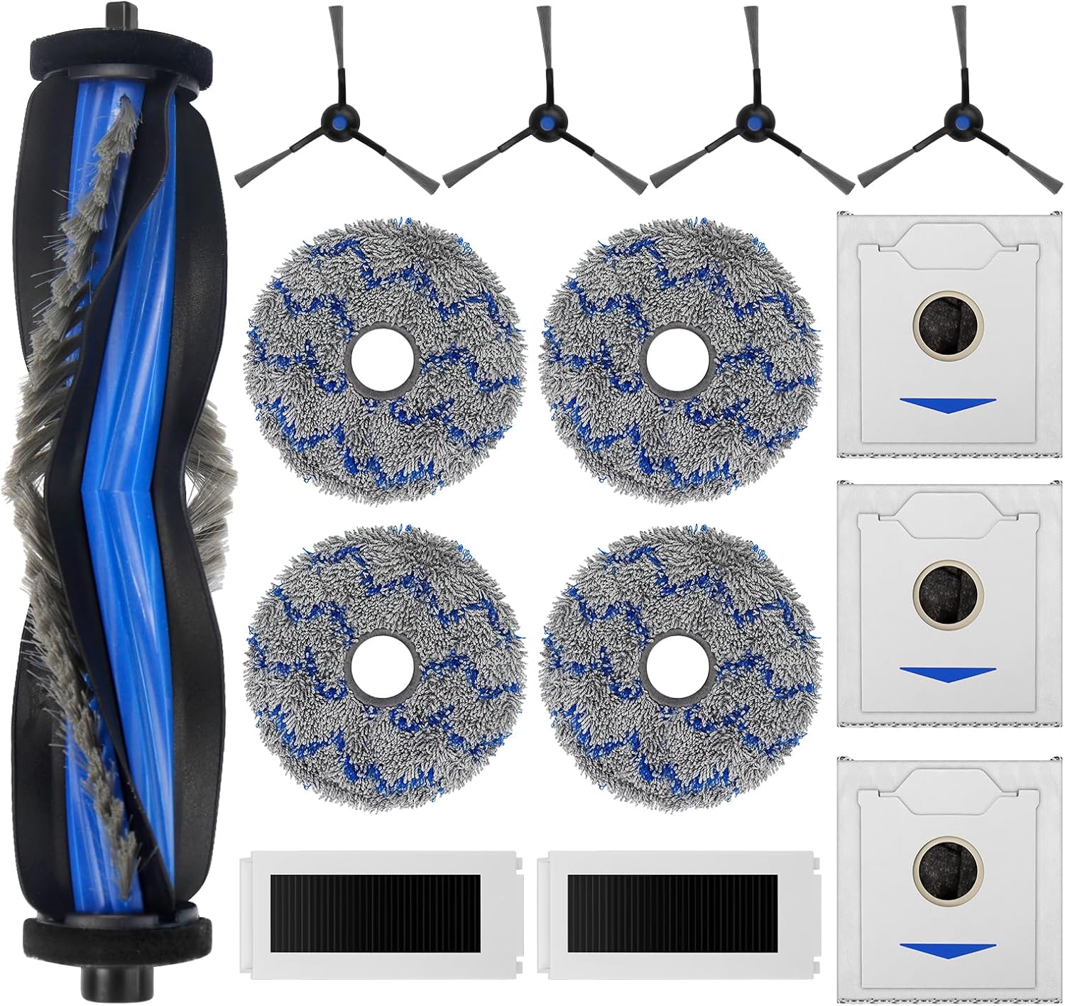 Ensemble De 14 Pièces De Rechange Pour Ecovacs Deebot N30 Pro Omni / N30 Pro / N30 Omni, Comprenant 1 Brosse Principale, 4 Brosses Latérales, 2 Filtres Hepa, 4 Chiffons De Nettoyage Et 3 Sacs À Poussi