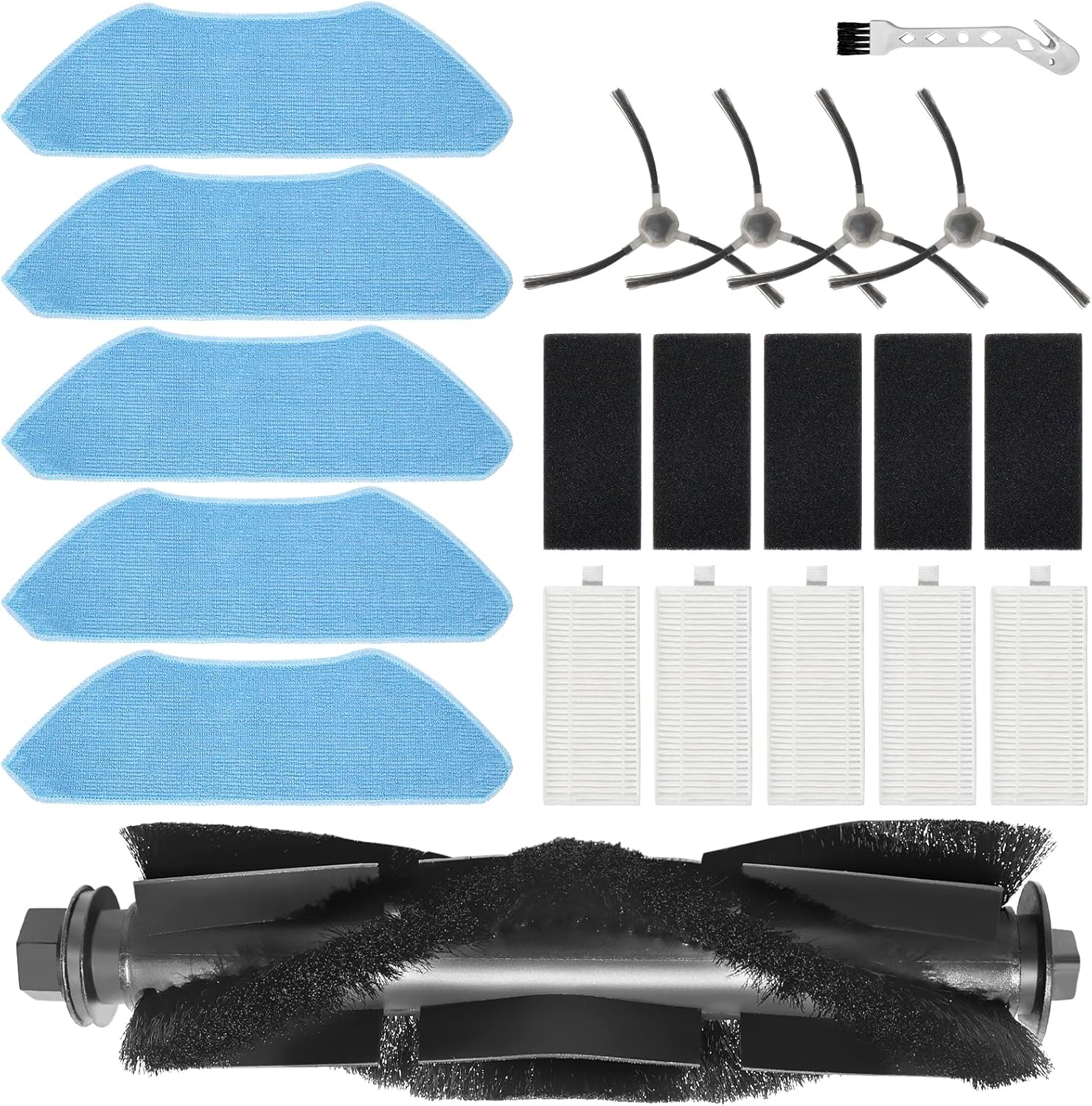 Pièces Détachées Pour L'Aspirateur Robot Lefant M1 : Les Accessoires Comprennent 1 Brosse Principale, 5 Lingettes De Nettoyage, 5 Filtres Et 4 Brosses Latérales.