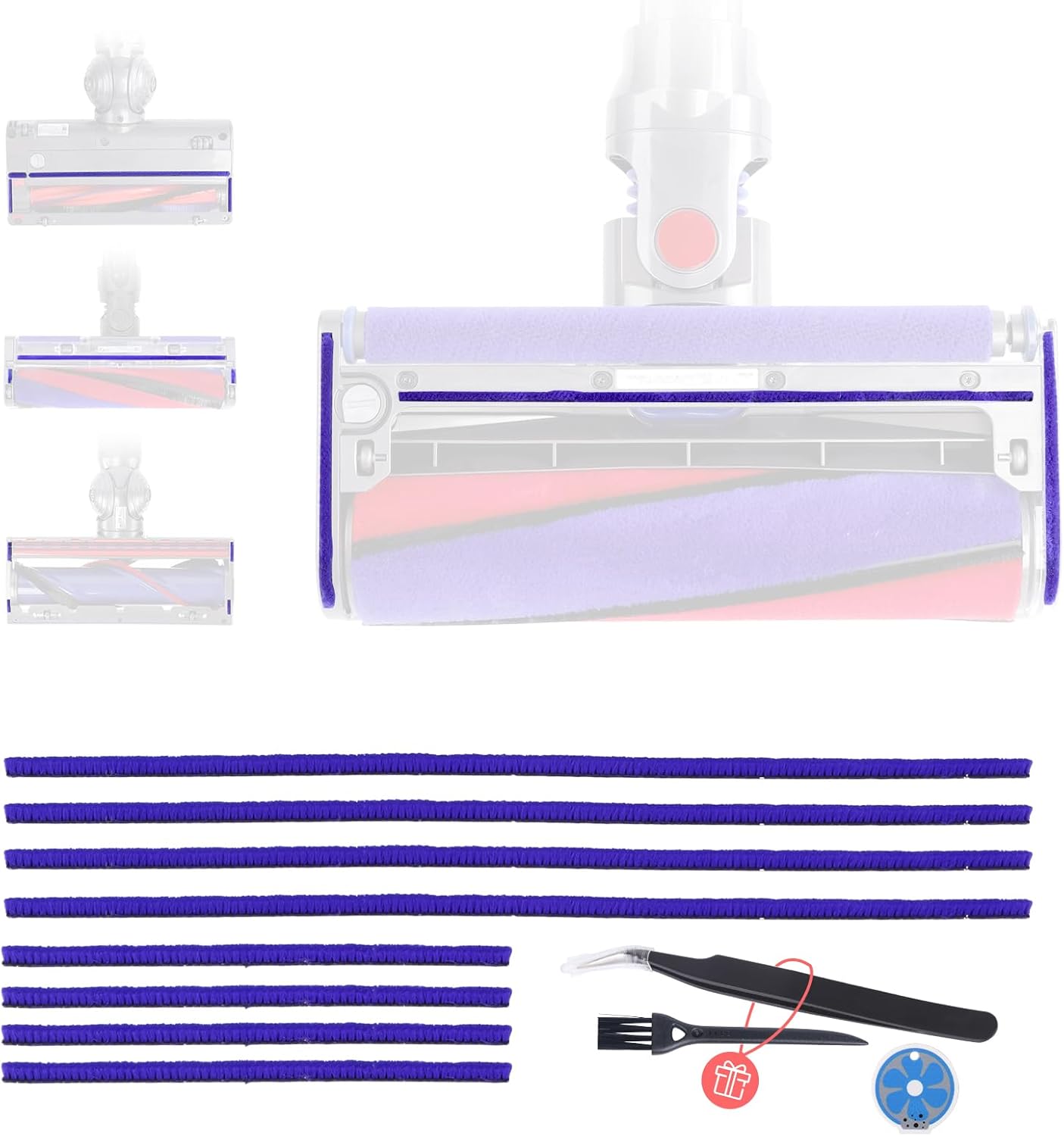 Ensemble De 8 Bandes En Peluche Pour Aspirateurs Dyson V6 V7 V8 V10 V11 V12 V15 Dc58 Dc59 Dc62 Dc72 Dc74, Pièces De Rechange Pour Brosses D'Aspirateur, 4 Longues (23 Cm), 4 Courtes (11,5 Cm)