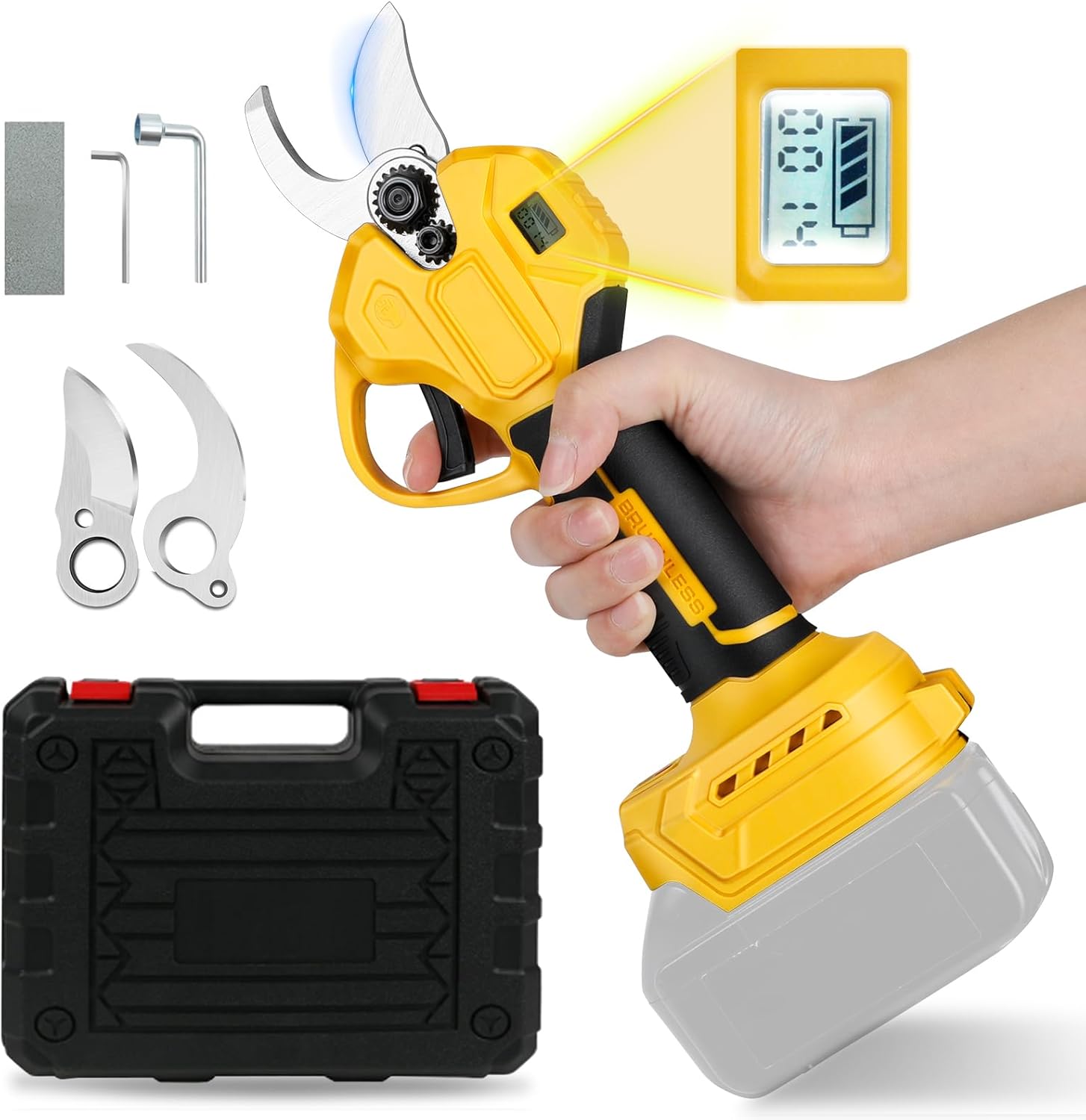 Cisailles De Jardin Sans Fil Compatibles Avec Dewalt 18v 20v, Cisailles De Jardin Professionnelles Sans Fil De 45 Mm Avec Moteur Sans Balais Pour Le Jardinage, Les Vignes Et Les Arbres Fruitiers (batt