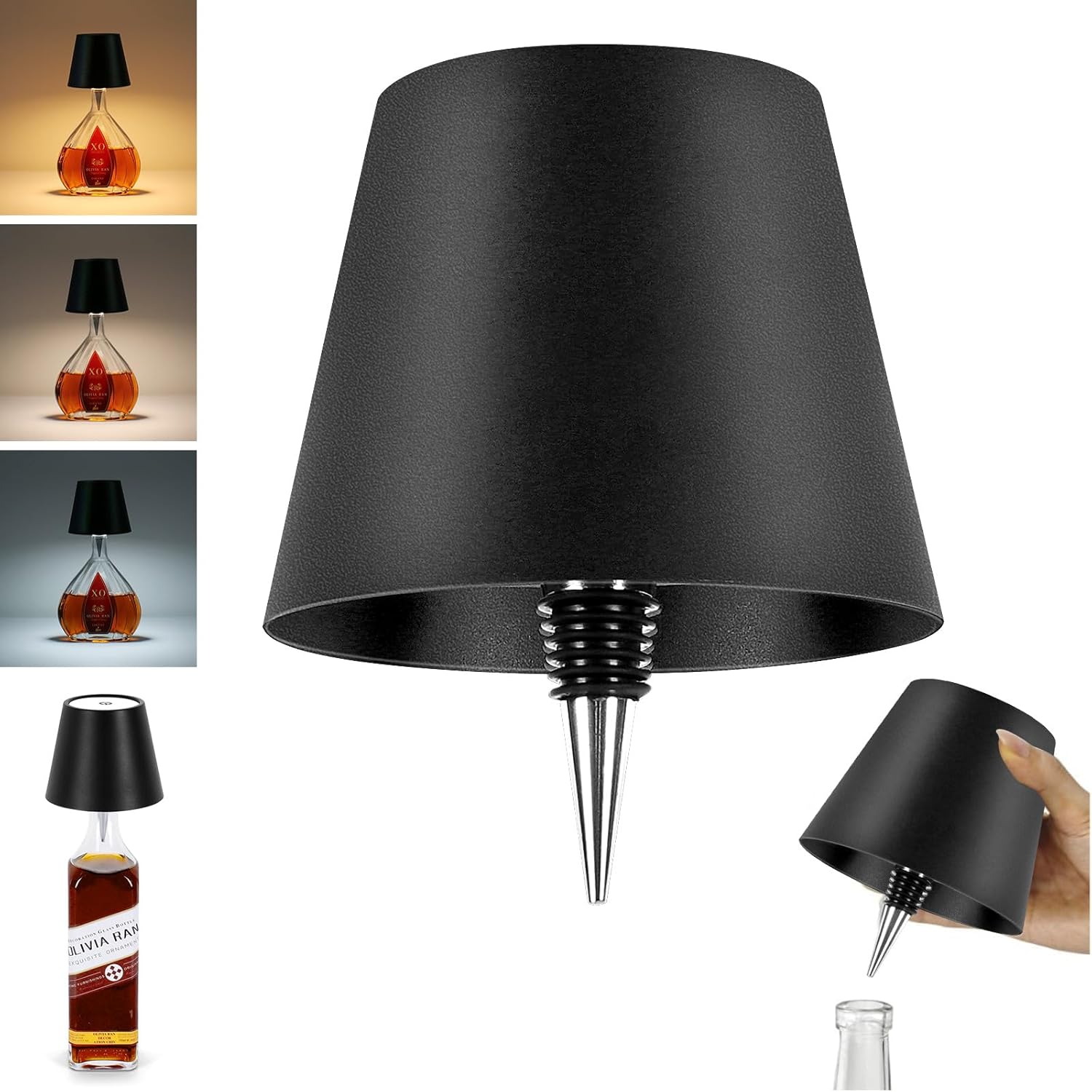 Lampe De Bouteille Sans Fil, 3 Couleurs Dimmables, Lumière Intégrée Pour Bouteilles De Vin, Lampe De Bureau Rechargeable Par Usb Pour Bar, Restaurant, Salon, Chambre Et Décoration