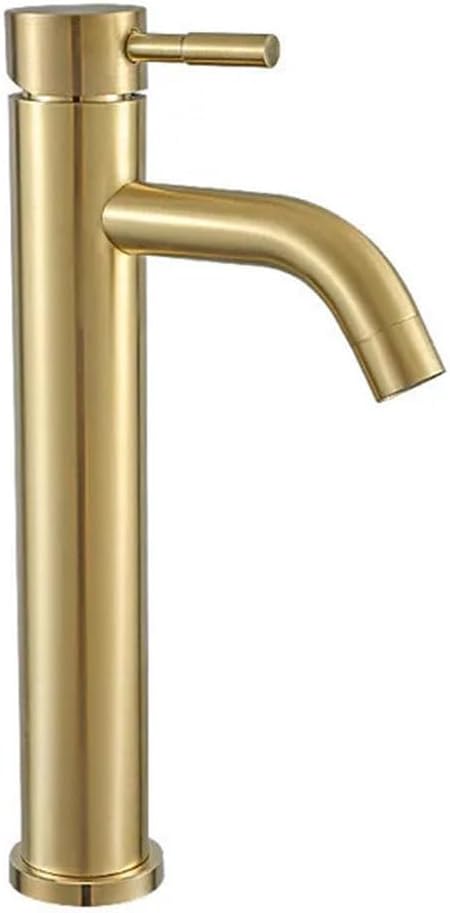 Robinet De Lavabo En Acier Inoxydable Brossé Avec Finition Dorée, Robinet D'Eau Chaude Et Froide, Bec Pour Salle De Bain
