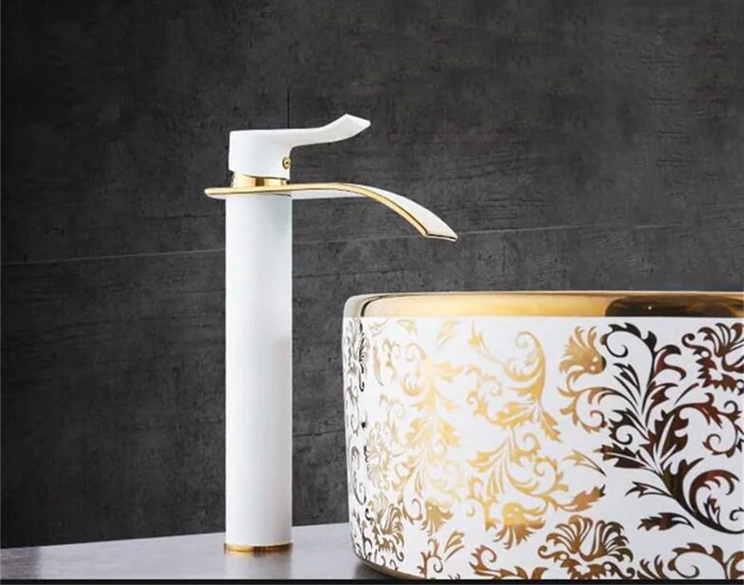 Robinet De Lavabo En Cascade Doré, Robinet De Salle De Bain En Laiton, Mélangeur Pour Lavabo, Robinet De Lavabo Pour Eau Chaude Et Froide