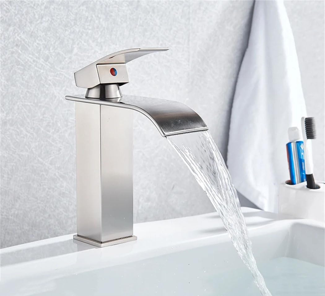 Robinet De Lavabo Cascade Avec Mélangeur Pour Eau Chaude Et Froide, Robinet Surélevé Pour Salle De Bain