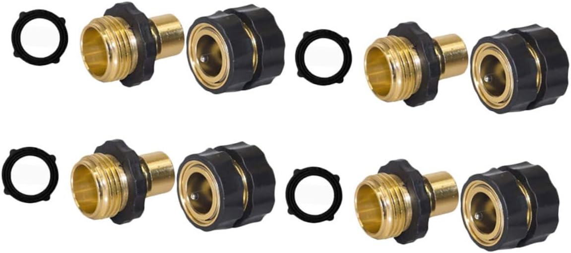 Ensemble De 4 Raccords De Tuyau En Laiton (mâle Et Femelle), Adaptateurs À Connexion Rapide Pour Tuyaux D'Arrosage