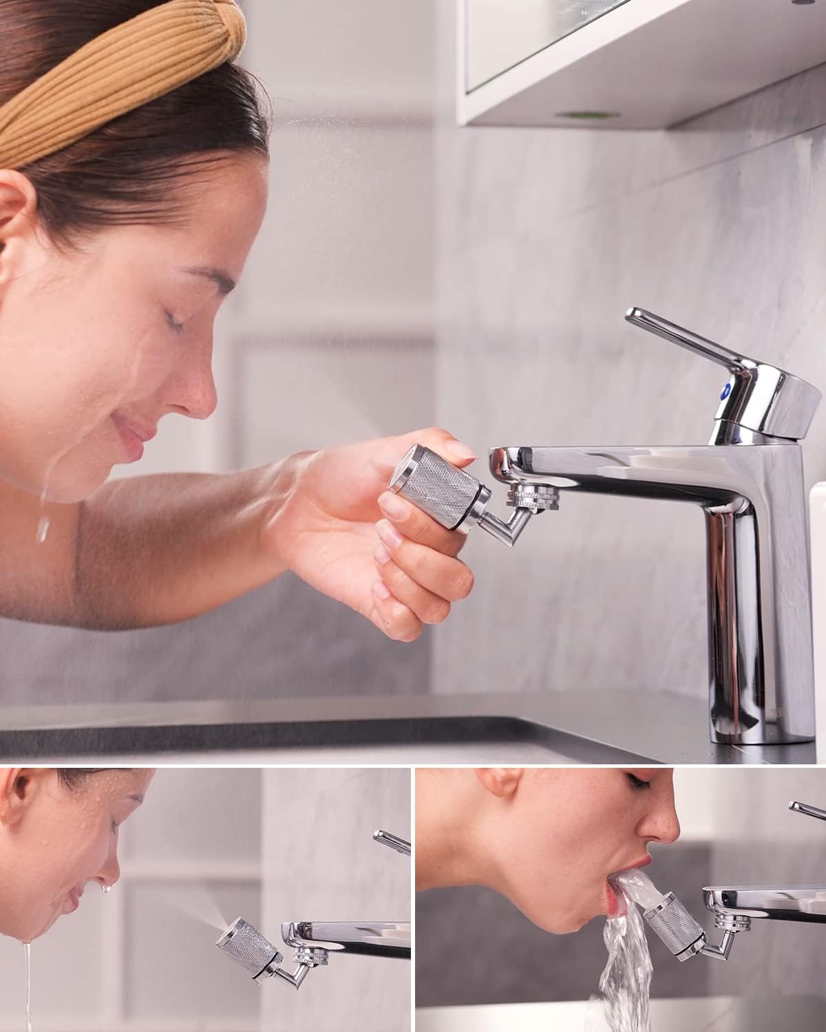 Diffuseur D'Air De Mode Spa, Robinet Pivotant À 720°, Diffuseur Universel Avec 2 Types De Jets : Gargarisme, Spa Facial Et Douche Oculaire, Filetage Extérieur De 24 Mm (m24), Chrome