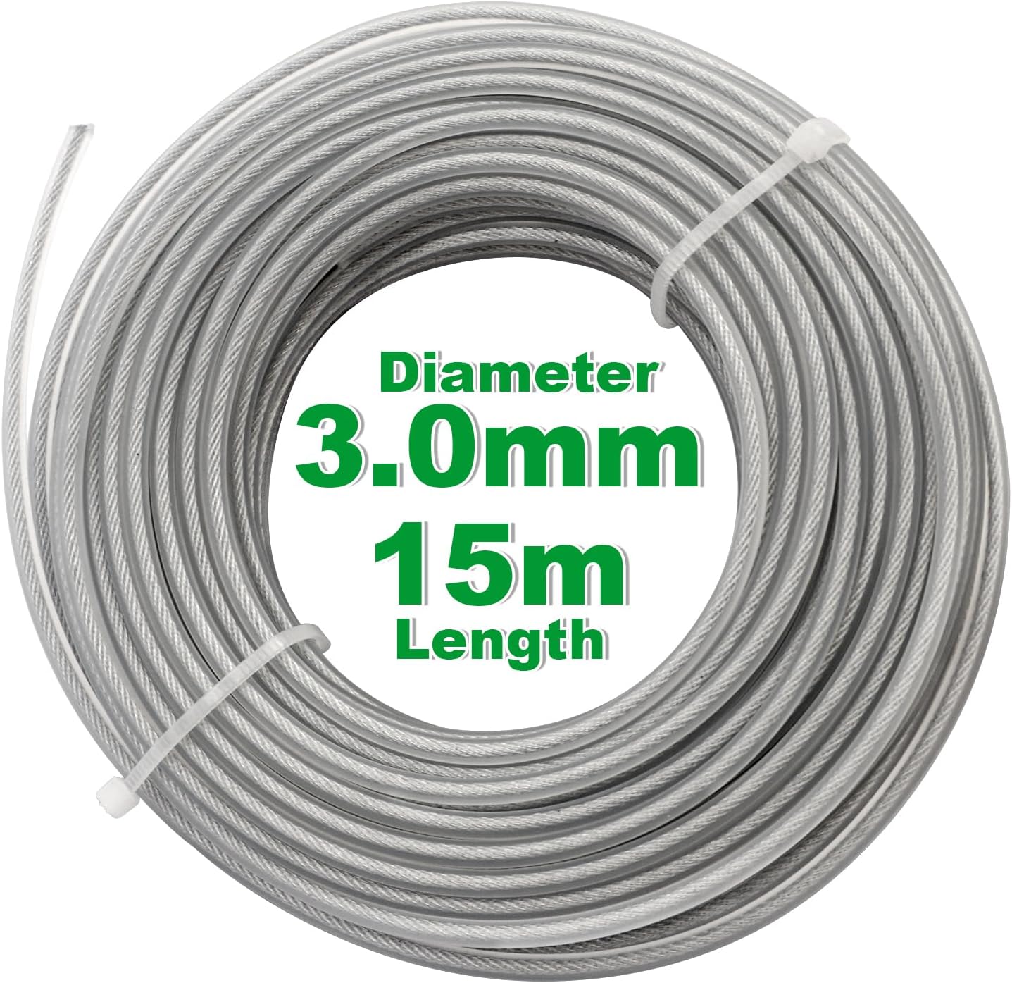 Fil D'Acier De Rechange Haute Performance, 3 Mm X 15 M, Rond, Pour Débroussailleuses