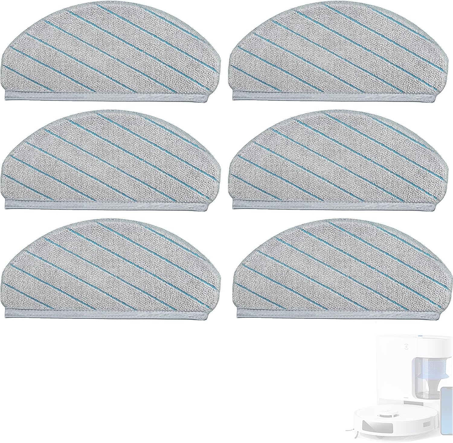 Chiffons De Nettoyage Pour Aspirateurs Ecovacs Deebot N20, N20 Pro, N20 Plus, N20 Pro Plus, X1, X1 Plus, T10, T10 Plus, Chiffons De Rechange En Microfibre, Lot De 6