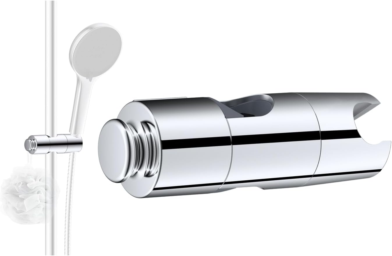 Support De Douche Universel Et Réglable Avec Un Crochet, Compatible Avec Les Pommes De Douche (19 À 23,5 Mm) Et Les Barres De Douche (18 À 25 Mm), En Plastique Abs, Chromé