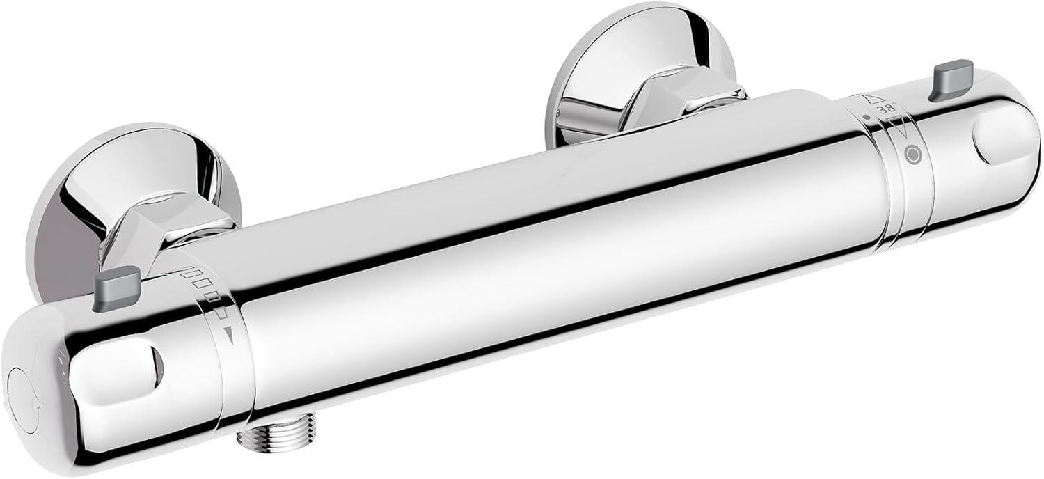 Mélangeur De Douche Thermostatique, Robinet De Douche Avec Bouton De Sécurité À 38°c, Salle De Bain, Chrome