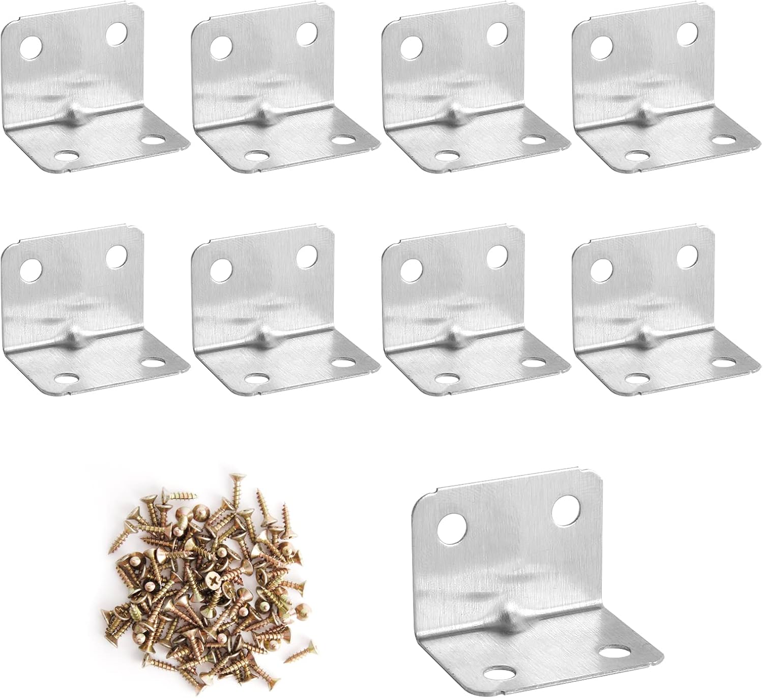 Ensemble De 30 Angles En Acier Inoxydable – Angles À 90° En Métal – Connecteurs En Forme De L – Angles De 32 X 25 Mm – Trous De Fixation Avec 120 Vis M4 – Pour Meubles En Bois, Tables, Chaises Et Cadr