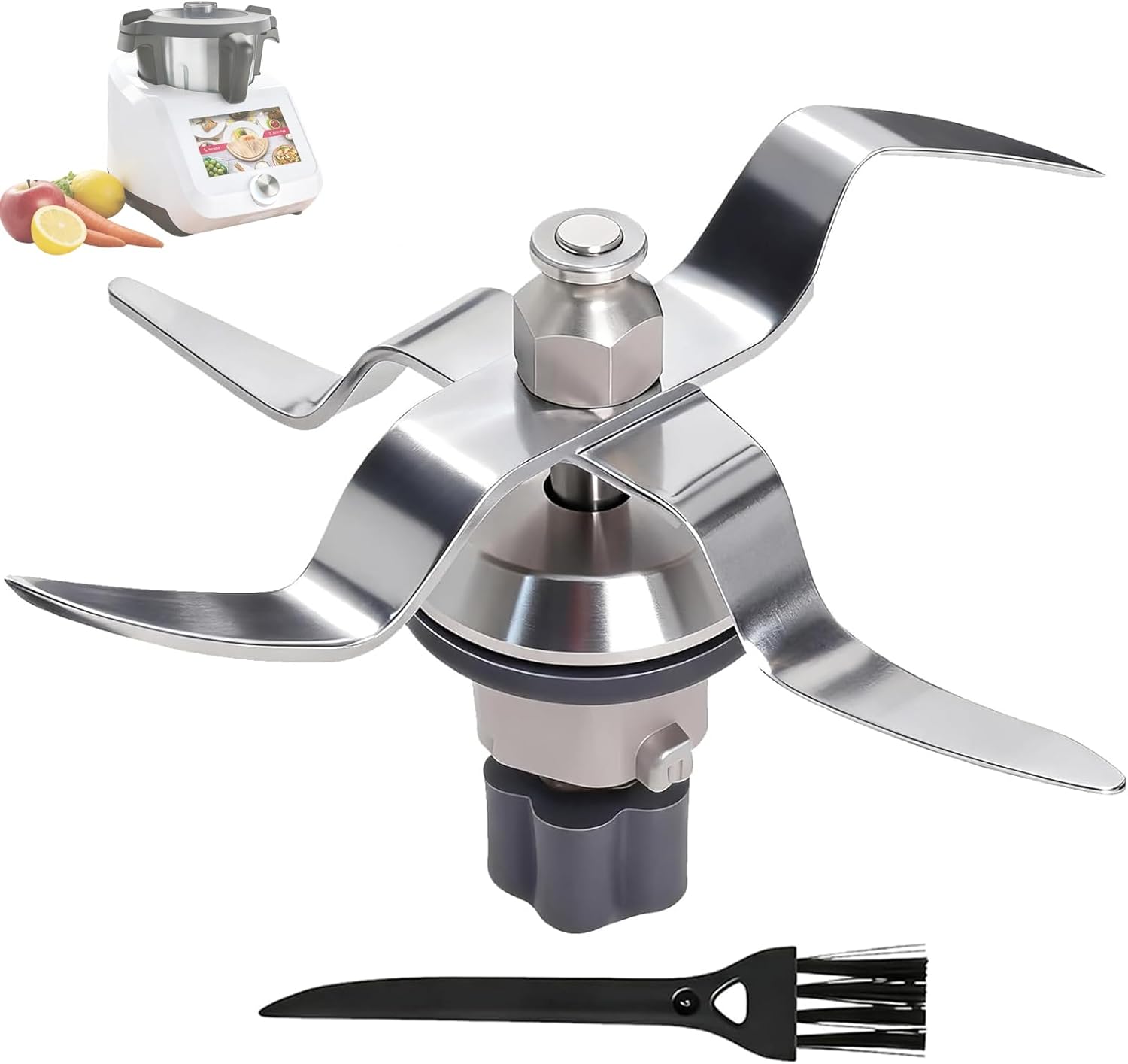 Lames De Rechange Compatibles Avec Les Robots Culinaires Silvercrest Monsieur Cuisine Connect Et Monsieur Cuisine Smart, En Acier Inoxydable, Avec Joint Et Brosse De Nettoyage.