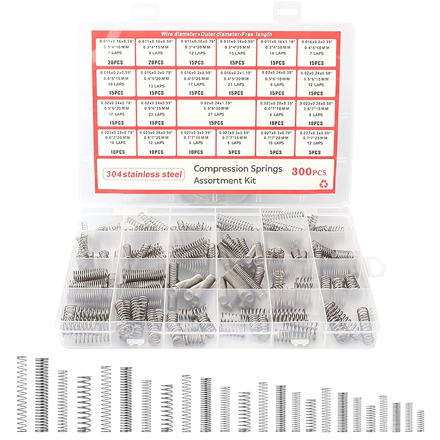 300 Petites Ressorts De Compression, Mini Ressorts En Acier Inoxydable 304, Petits Ressorts De Compression, Mini Ressorts Mécaniques Pour Réparations Automobiles Et Appareils Ménagers