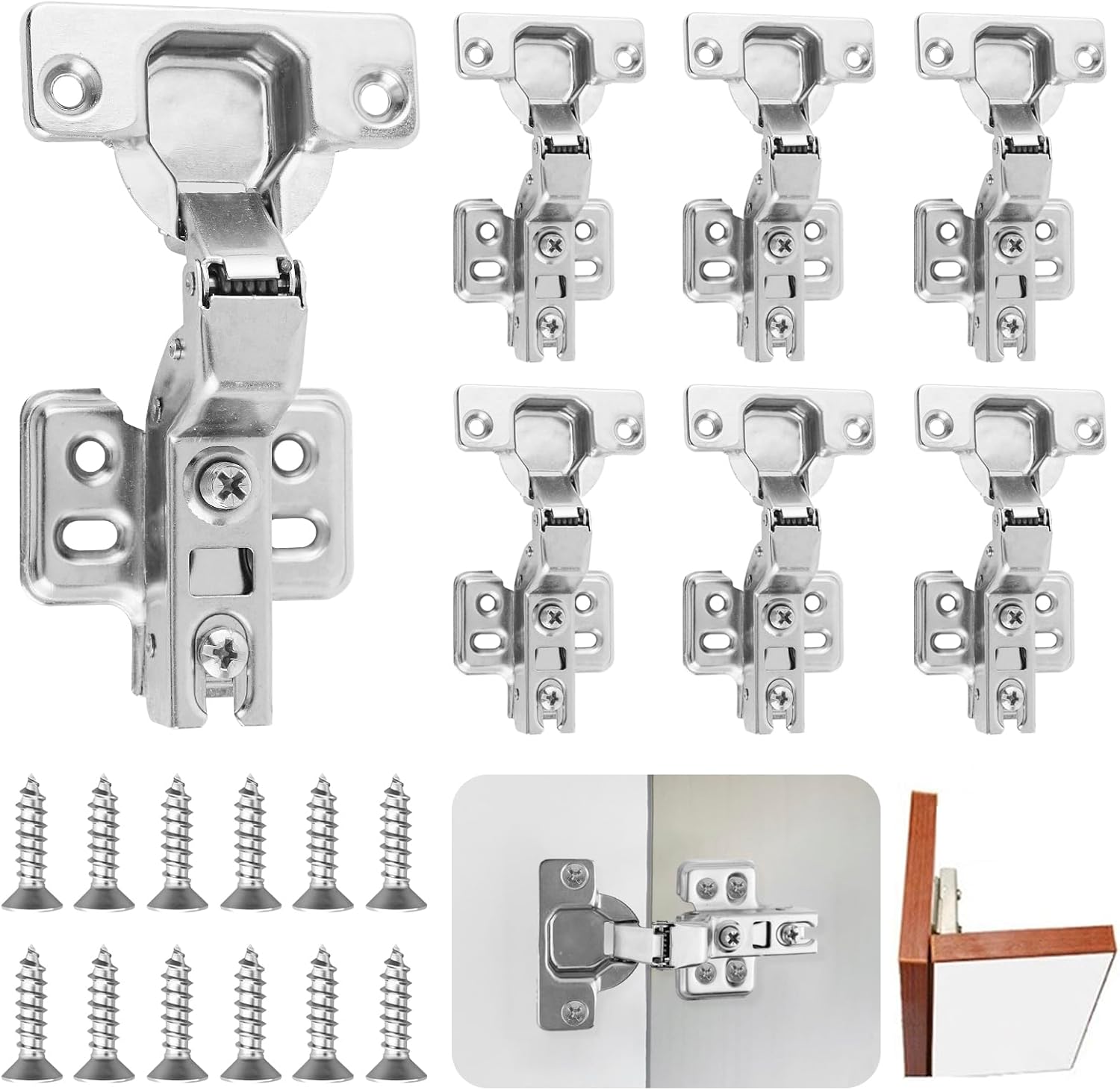 Ensemble De 8 Charnières De Porte D'Armoire – 35 Mm – Charnières De Placard De Cuisine – À Encastrer – Angle D'Ouverture De 110° – Pour Cuisine, Salle De Bain, Armoire