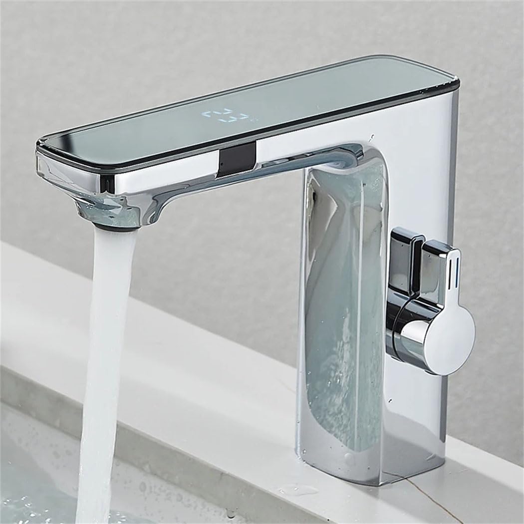 Robinet De Lavabo Avec Affichage De Température, Fonction Capteur, Écran Lcd Numérique, Mélangeur Pour Eau Chaude Et Froide