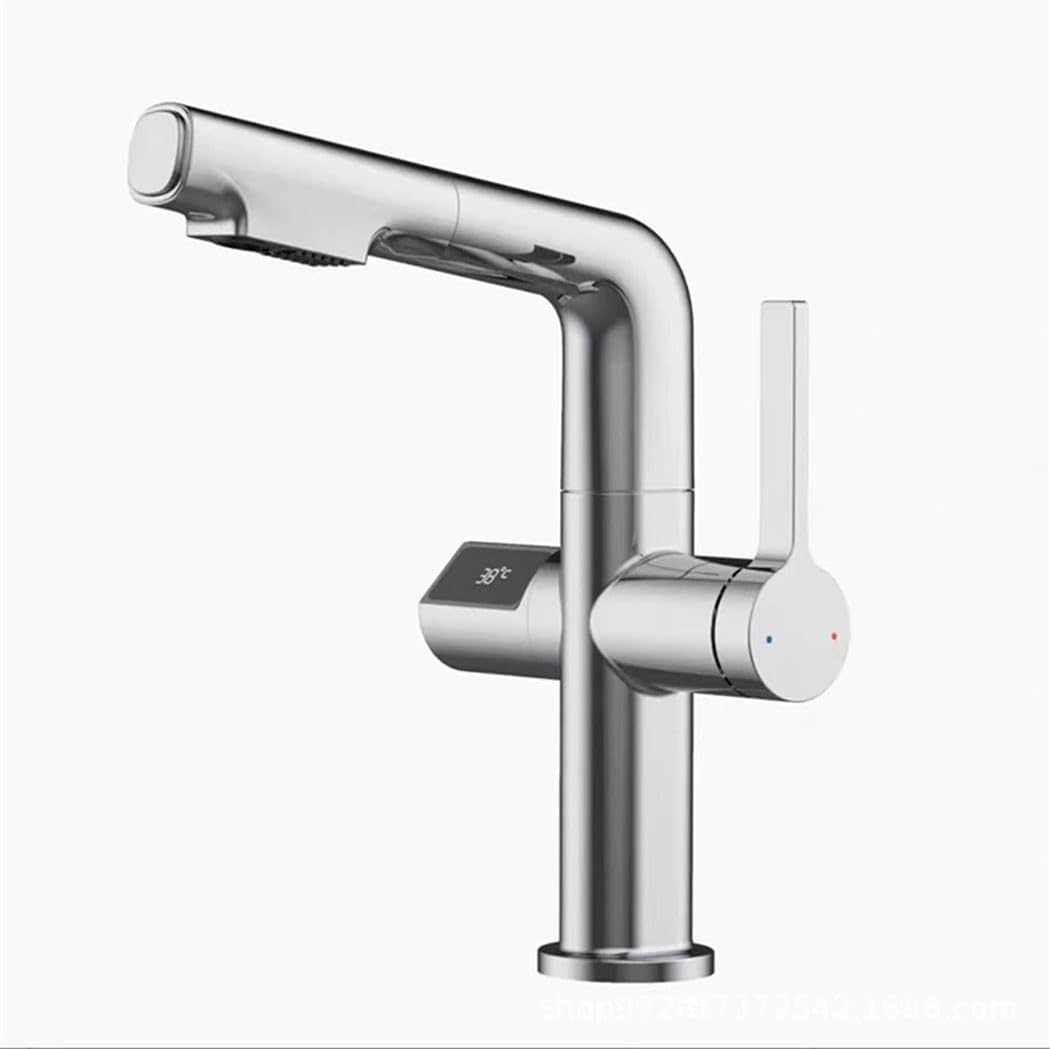 Robinet De Salle De Bain Extensible Avec Affichage Numérique Lcd, Robinet De Cuisine Pour Eau Chaude Et Froide, Robinet De Montage Pour Évier