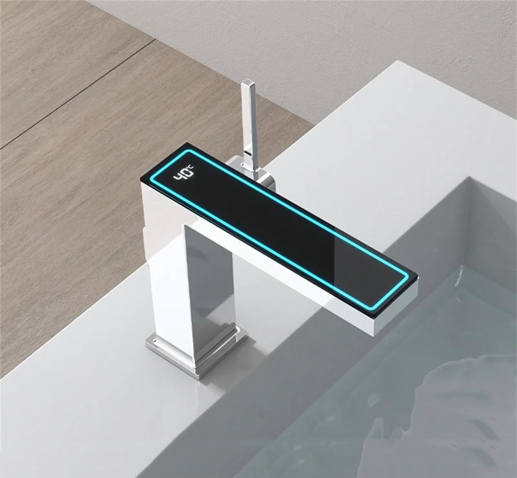 Robinet De Lavabo Avec Affichage Numérique Led, Hydroélectrique, Mélangeur D'Eau Chaude Et Froide En Saillie, Robinet De Salle De Bain Crane