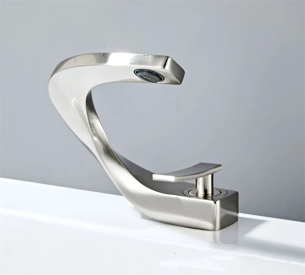 Robinetterie De Salle De Bain Moderne, Robinet De Lavabo À Levier Unique En Laiton, Robinet Élégant À Un Trou Avec Fonction De Grue