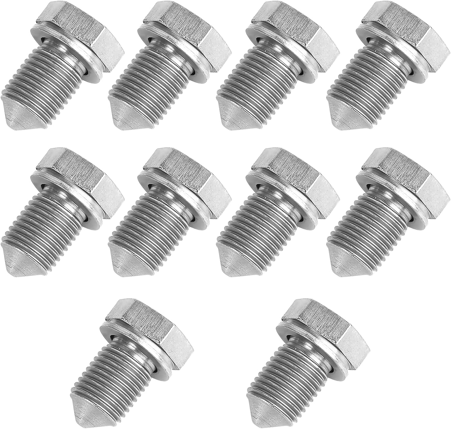 10 Vis De Vidange D'Huile En Acier Au Carbone, Filetage M14 X 1,5, Avec Joint D'Étanchéité Pour Volkswagen Sagitar, Magotan, Golf, Bora, Jetta (gris Argent).