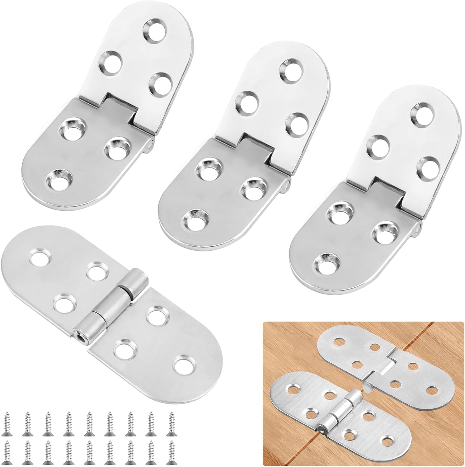Ensemble De 8 Petites Charnières Pliantes Pour Tables Pliantes À 180° - Petites Charnières Pour Tables, Portes, Machines À Coudre (argent)