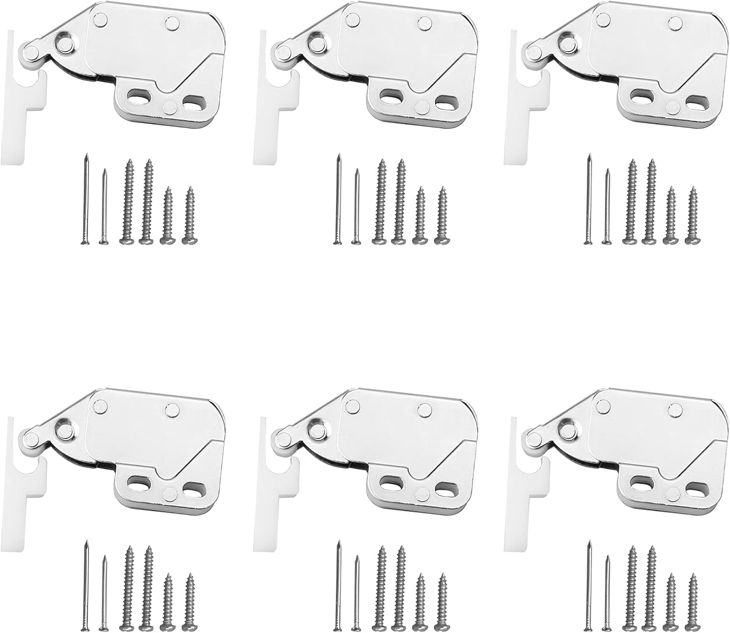 Ensemble De 6 Fermetures À Ressort – Mini Fermetures À Ressort – Pour Portes De Placard, Tiroirs, Abris De Jardin, Y Compris Vis