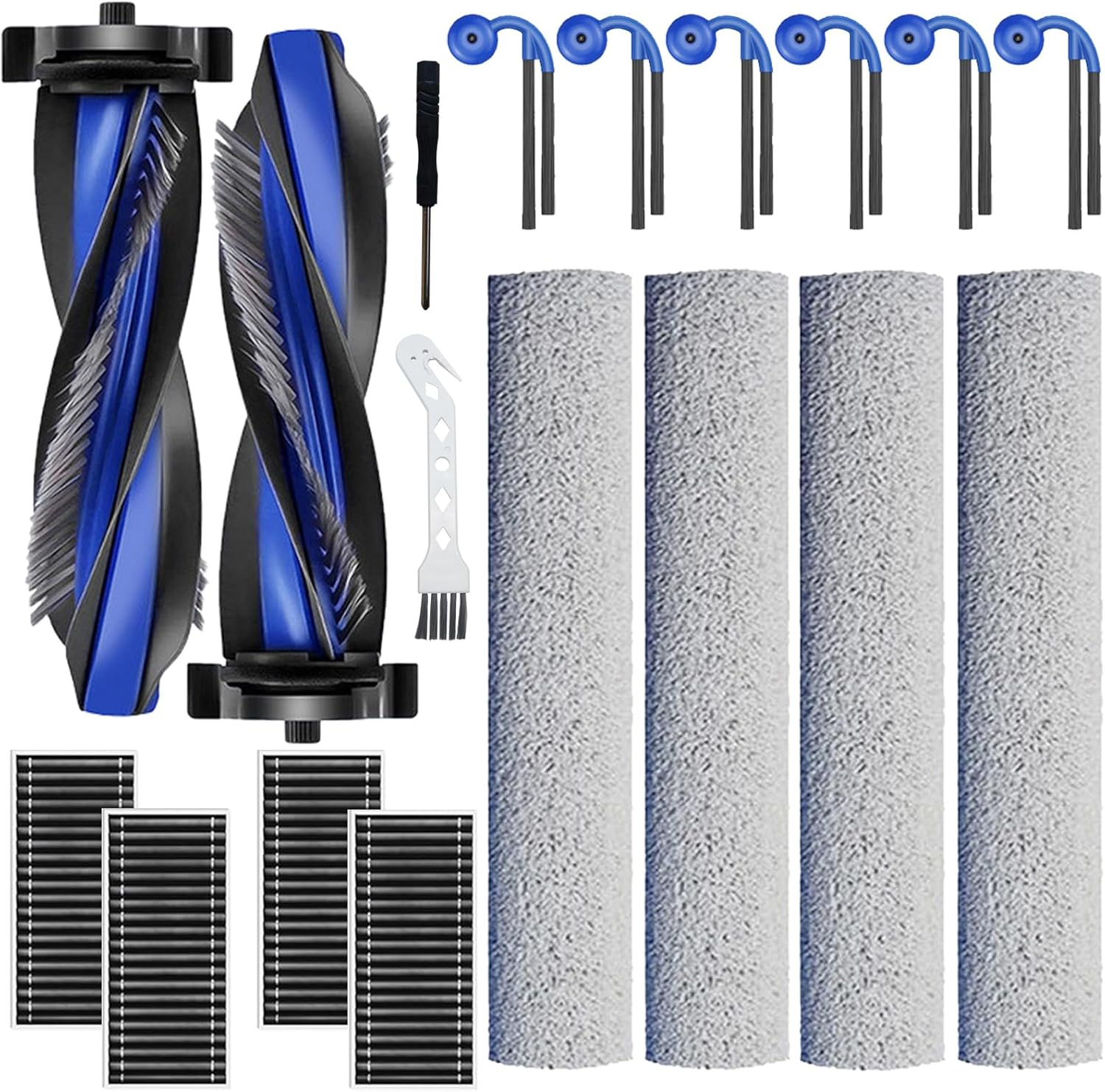 Ensemble D'Accessoires De 18 Pièces Pour Aspirateurs Ecovacs Deebot X12 Omnicyclone/x12 Pro Omni/x12 Pro/x12/t90 Omni/t90 Pro Omni/yeedi M16 : 2 Brosses Principales, 4 Rouleaux De Lavage, 4 Filtres He