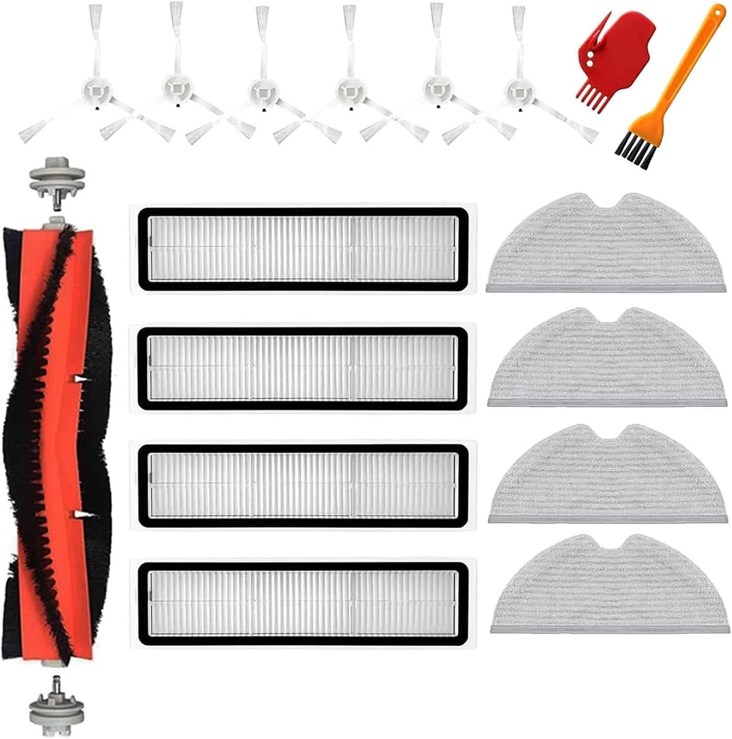 Ensemble D'Accessoires Pour Aspirateurs Dreame D9, D9 Max, D9 Pro, L10 Pro : 1 Brosse Principale, 6 Brosses Latérales, 4 Filtres, 4 Chiffons De Nettoyage, 2 Brosses De Nettoyage