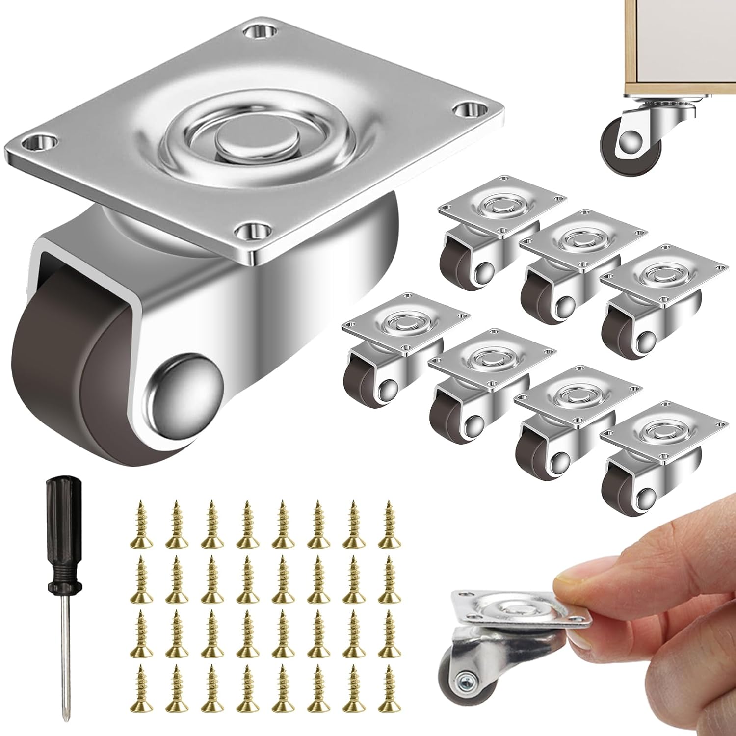 Set De 8 Petites Roulettes Pour Meubles, 12 Mm, 360°, En Caoutchouc, Universelles, Antidérapantes, Pour Petits Meubles, Seaux, Étagères, Boîtes De Rangement