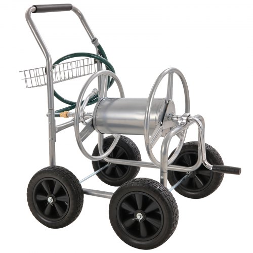 Schlauchtrommelwagen, Fasst Bis Zu 76 M X 1,5 Cm Schlauch, Garten-wasserschlauchwagen, Mobile Werkzeuge Mit 4 Rädern Stahl Zum Pflanzen Im Freien Mit Aufbewahrungskorb, Für Garten, Hof, Rasen