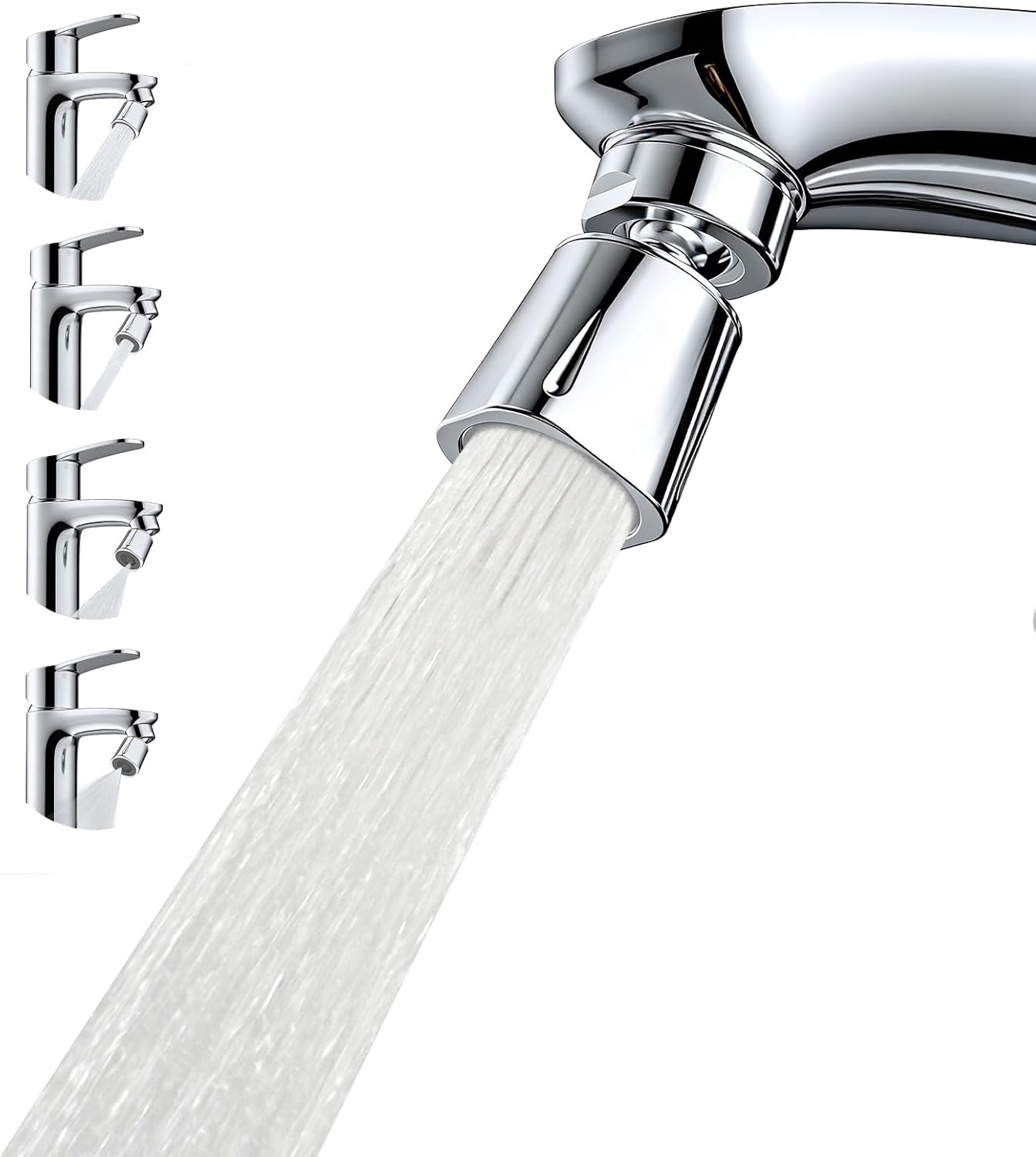 Réducteur De Jet Pour Robinet De Salle De Bain Avec 4 Types De Jets, Rotation À 360° Et Réglage D'Inclinaison À 35°, Boule En Laiton Massif, Filetage Extérieur De 24 Mm / Filetage Intérieur De 22 Mm,