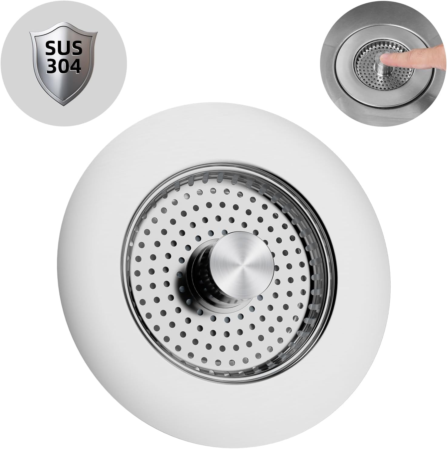 Bouchon D'Évier, Bouchon D'Évier Avec Filtre Intégré, En Acier Inoxydable, Anti-obstruction, Anti-odeur, Tamis D'Évier – Pour Éviers D'Une Profondeur Supérieure À 22 Mm