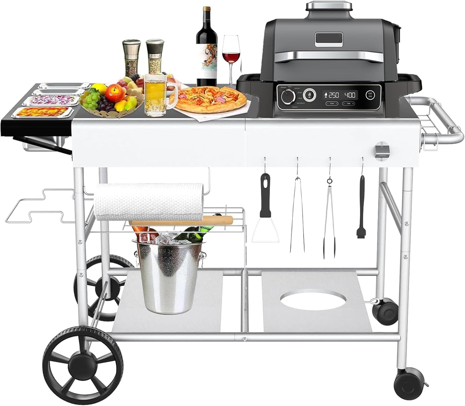 Table De Four À Pizza Ooni Koda/karu/fyra 128 X 64 Cm, Station De Stockage De Pizza 16 Et 12, Support Mobile Pour Barbecue Extérieur Ninja Woodfire, Plaque Chauffante Cuisinart Blackstone, Gf30048