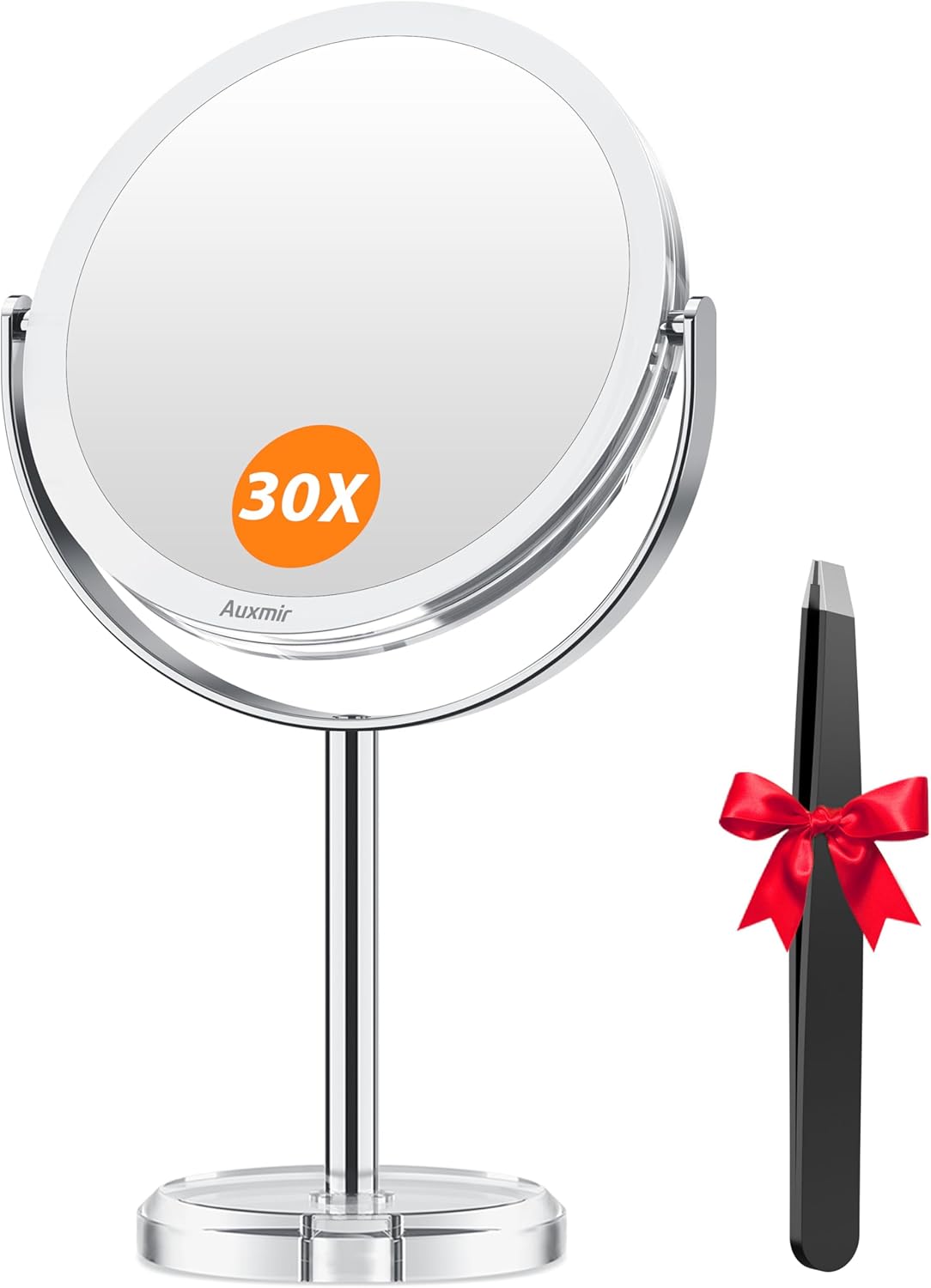 Miroir De Maquillage À Double Face (1x Et 30x), Miroir De Table Avec Support Pivotant À 360°, Inclinable Des Deux Côtés, Pour Chambre Et Salle De Bain, Diamètre De 17 Cm